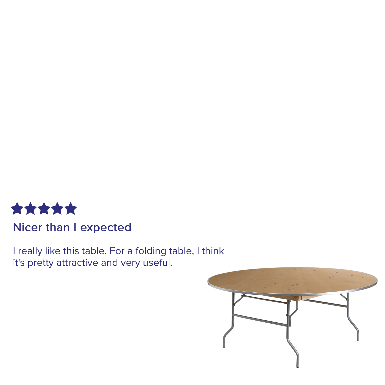 Flash Furniture Round Heavy-Duty Birchwood Folding Banquet Table, 30inH x 72inW x 72inD, Natural/Silver - Image 5