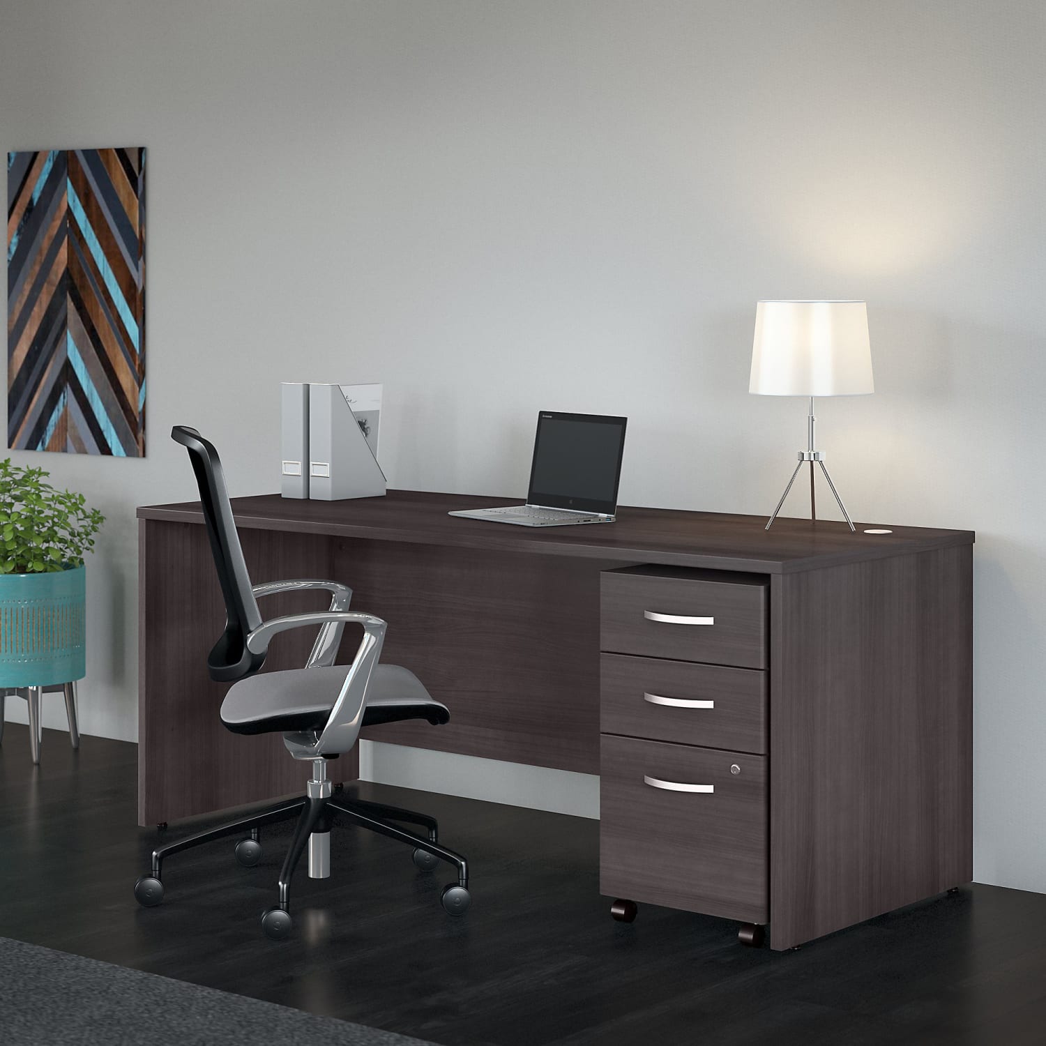 Bush Business Furniture Studio C 72inW Office Computer Desk With Mobile File Cabinet, Storm Gray, Standard Delivery - Image 3