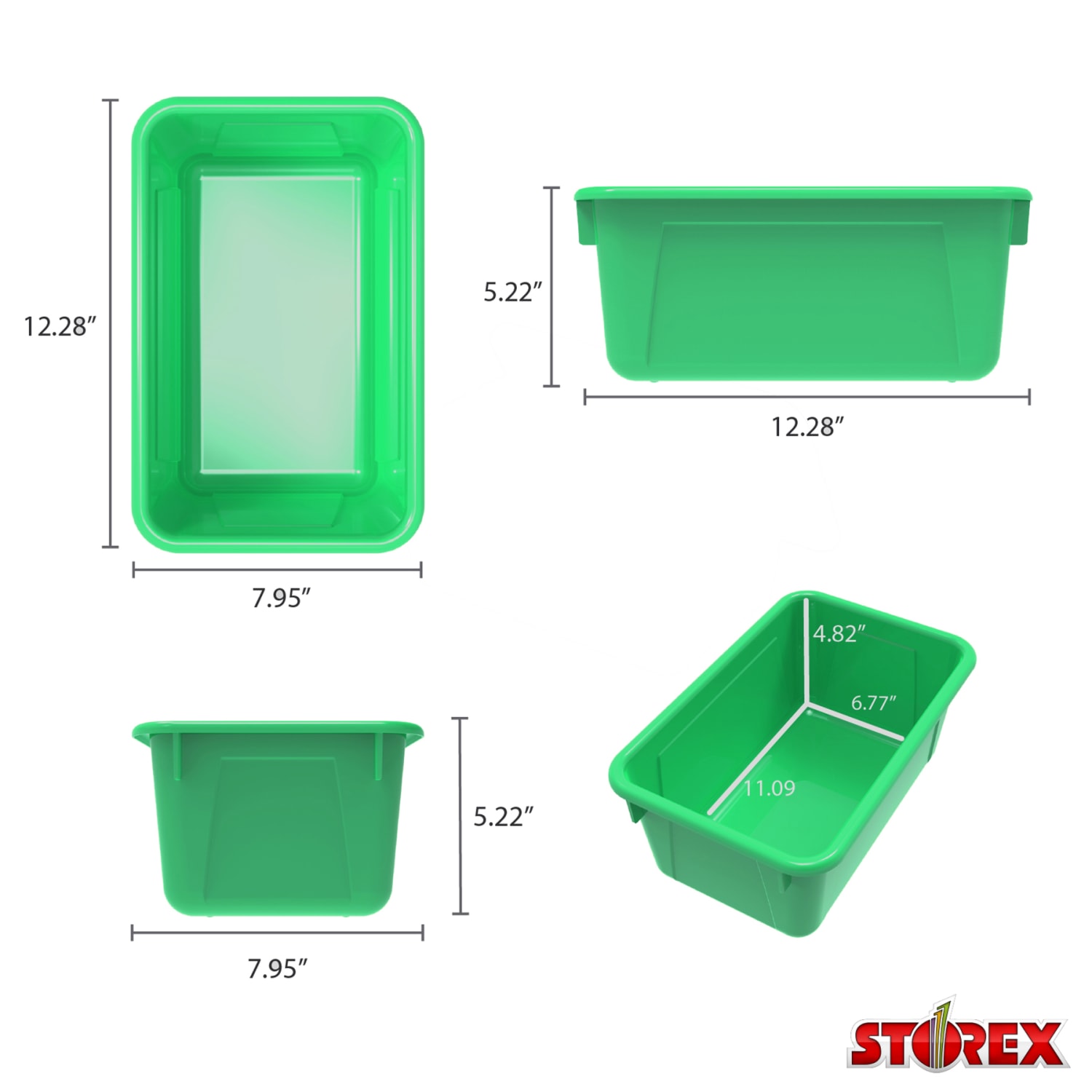 Storex Small Cubby Bins, 5-1/4inH x 8inW x 12-5/16inD, Green, Pack Of 5 Bins - Image 4