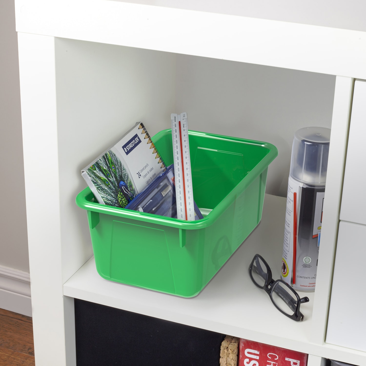 Storex Small Cubby Bins, 5-1/4inH x 8inW x 12-5/16inD, Green, Pack Of 5 Bins - Image 6