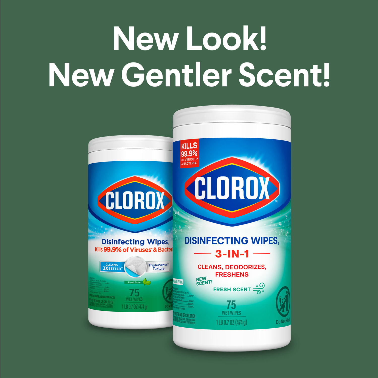 Clorox Disinfecting Wipes, Bleach Free Cleaning Wipes  Fresh - 75 Wipes per Canister, 6 Canisters - Image 3