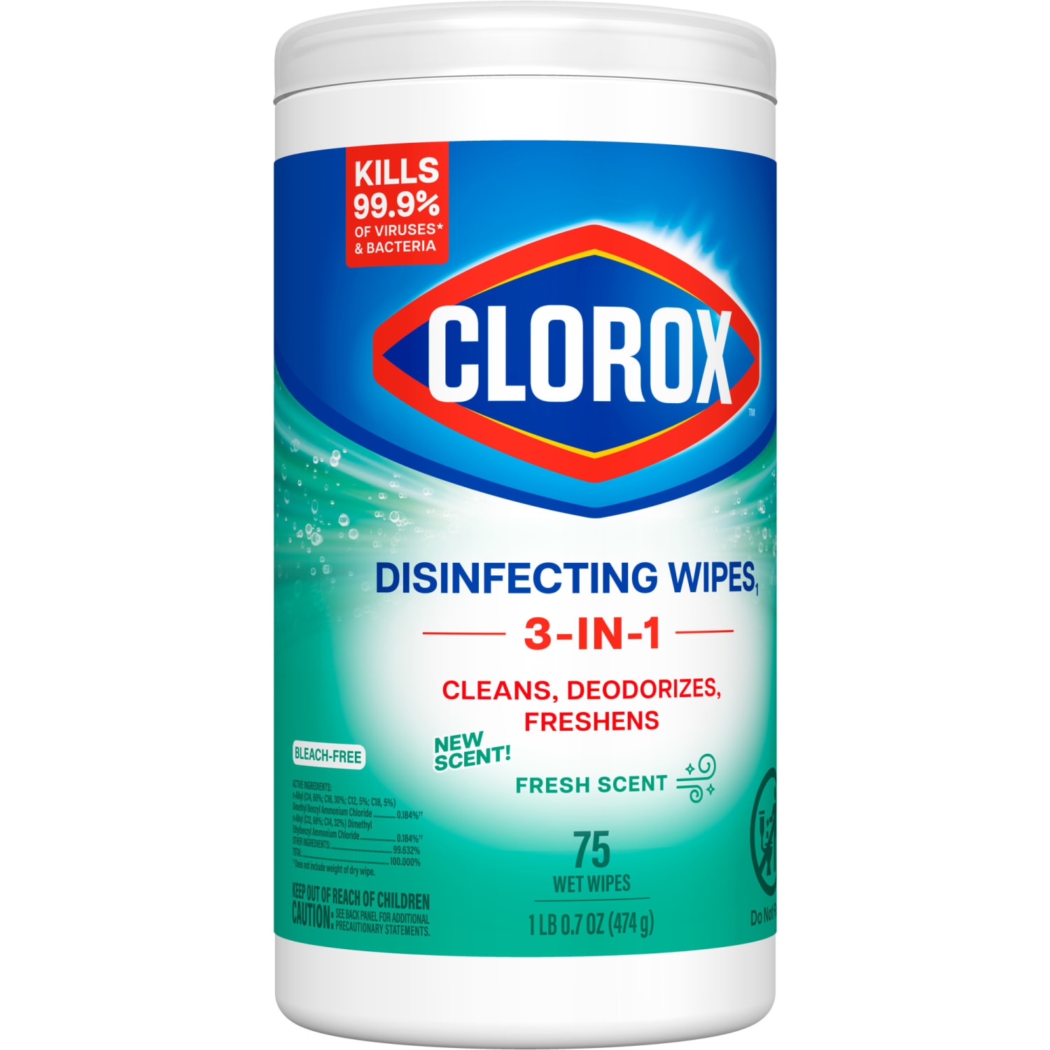 Clorox Disinfecting Wipes, Bleach Free Cleaning Wipes  Fresh - 75 Wipes per Canister, 6 Canisters - Image 4