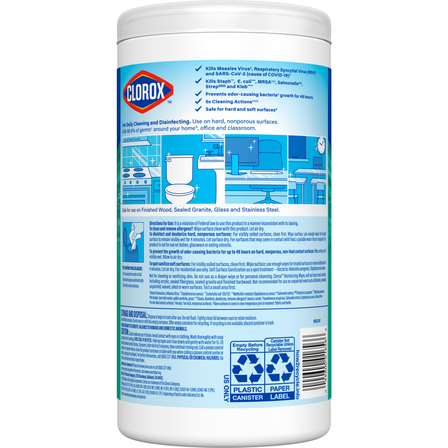 Clorox Disinfecting Wipes, Bleach Free Cleaning Wipes  Fresh - 75 Wipes per Canister, 6 Canisters - Image 5