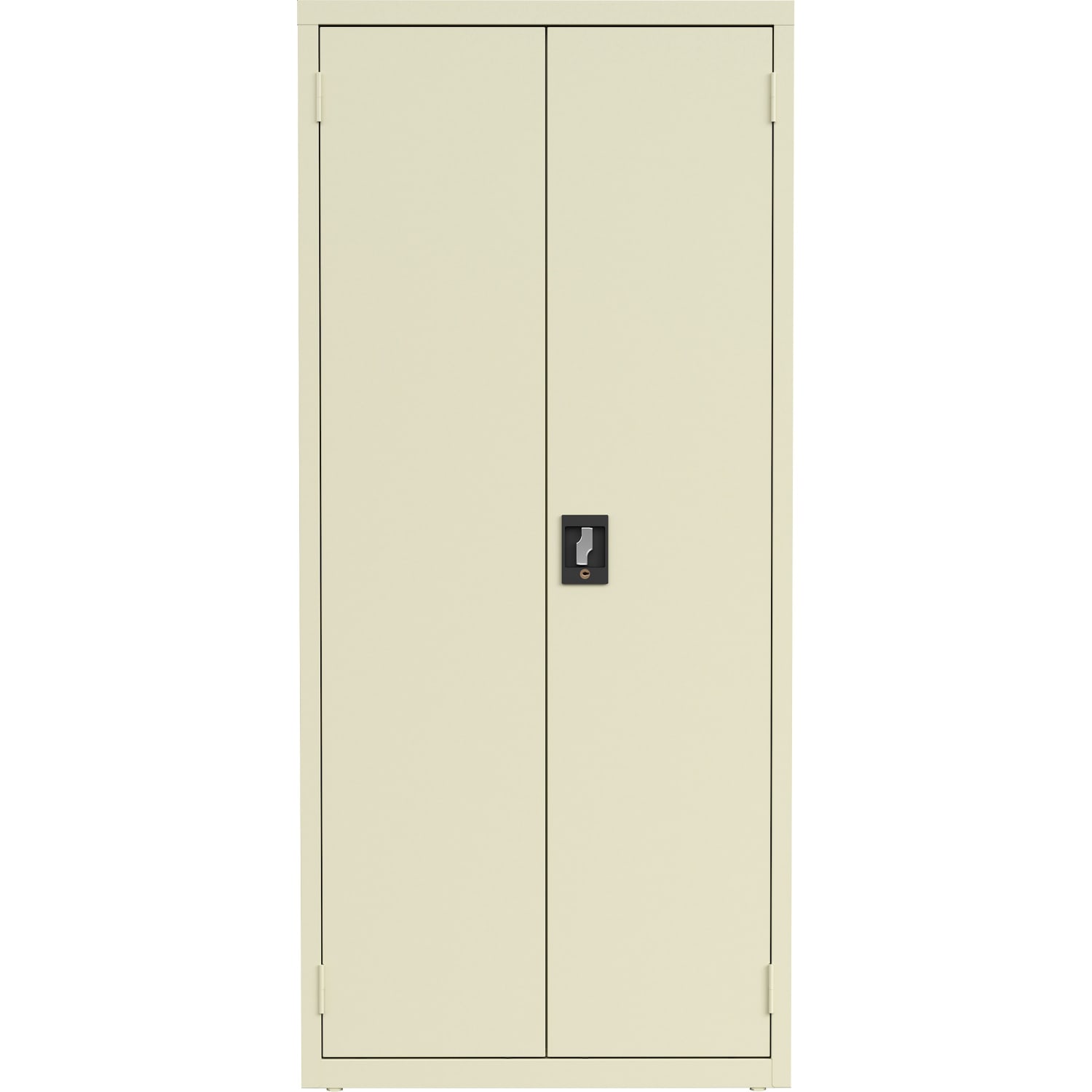 Lorell Fortress Series Slimline Storage Cabinet - 30in Width x 15in Depth x 66in Height - 4 x Shelf(ves) - 720 lb Load Capacity - Durable, Welded, Nonporous Surface, Recessed Handle, Removable Lock, Locking System - Putty - Baked Enamel - Steel - Recycled - Image 3