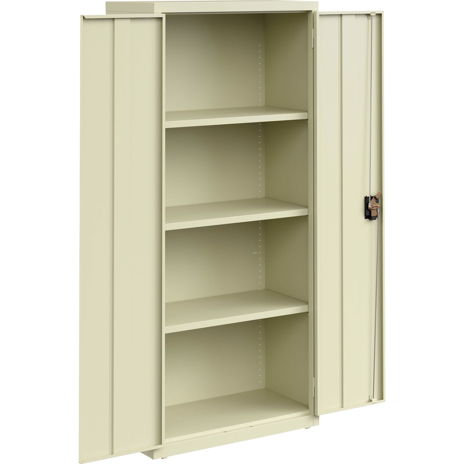 Lorell Fortress Series Slimline Storage Cabinet - 30in Width x 15in Depth x 66in Height - 4 x Shelf(ves) - 720 lb Load Capacity - Durable, Welded, Nonporous Surface, Recessed Handle, Removable Lock, Locking System - Putty - Baked Enamel - Steel - Recycled - Image 4