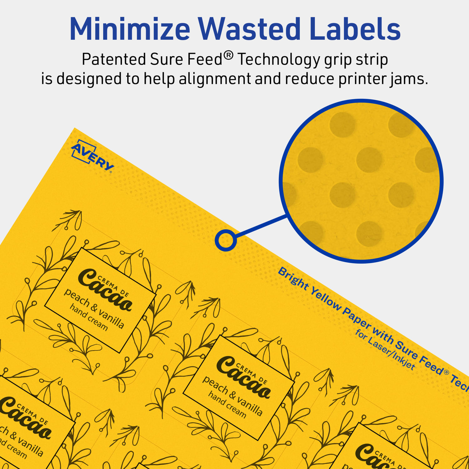Avery Print-To-The-Edge Labels With Sure Feed Technology And Easy Peel, 94233-BYP80, Rectangle, 1-13/16inx2-3/16in, Matte Bright Yellow, Pack of 960 - Image 5