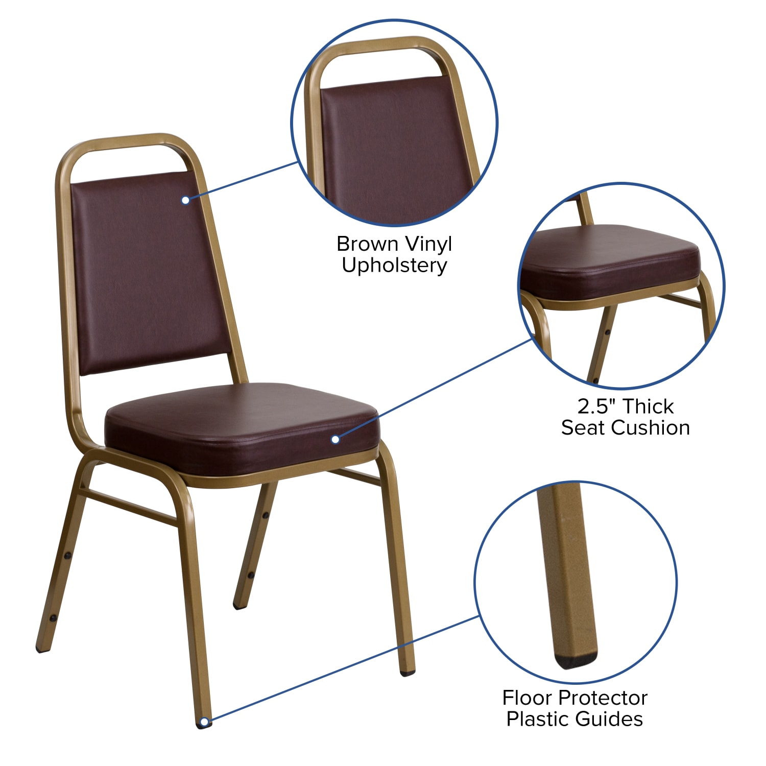 Flash Furniture HERCULES Series Trapezoidal-Back Stacking Banquet Chair With 2-1/2in Thick Seat, Brown/Gold - Image 5