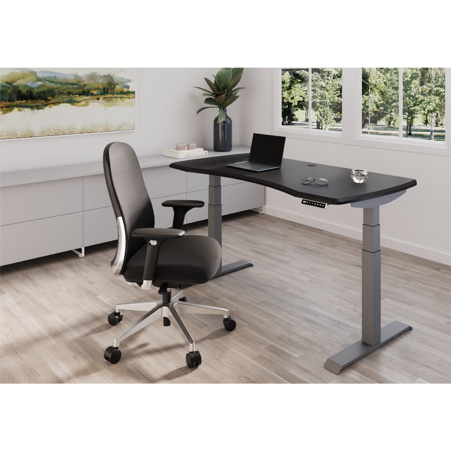 WorkPro® Uomo Ergonomic Mesh/Fabric Mid-Back Office Chair, Black/Chrome, BIFMA Compliant - Image 3