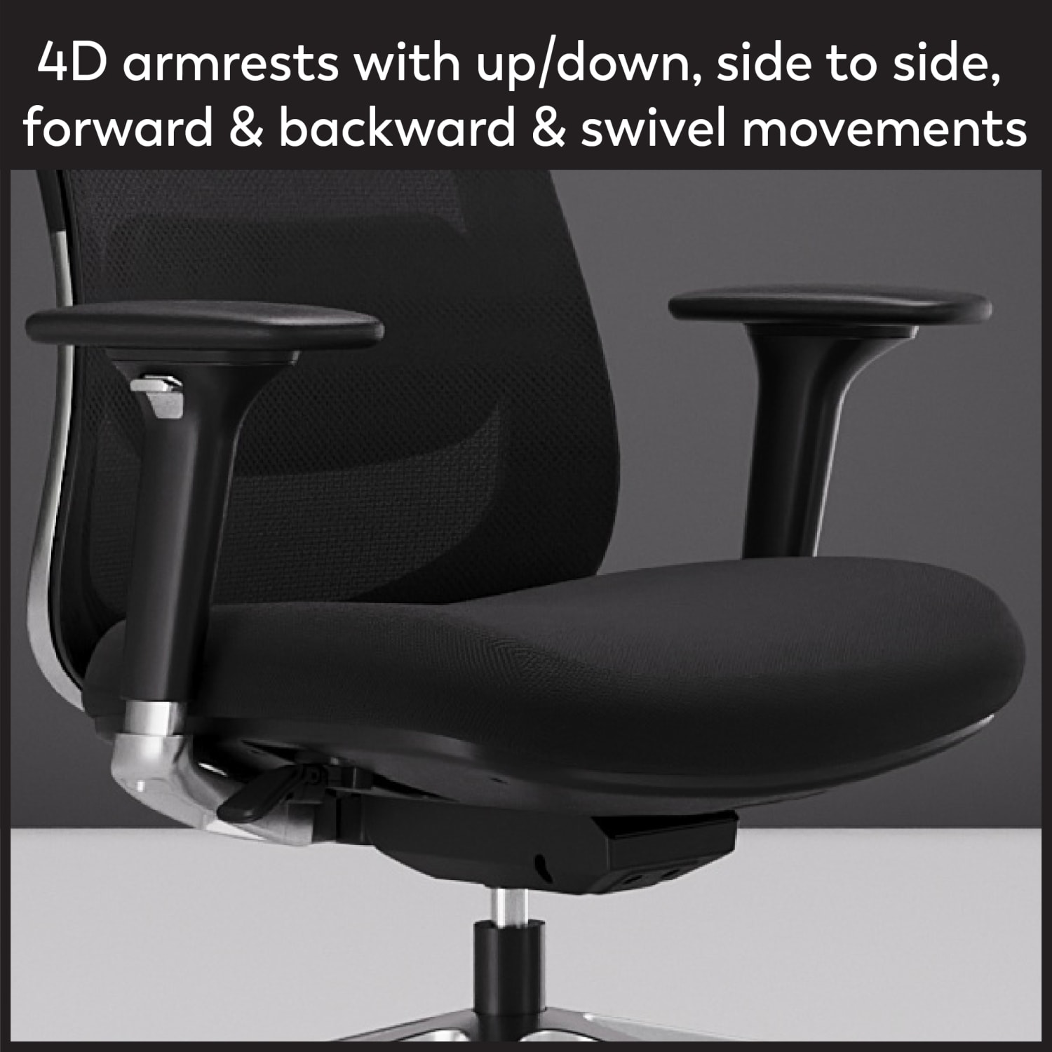 WorkPro Uomo Ergonomic Mesh/Fabric Mid-Back Office Chair, Black/Chrome, BIFMA Compliant - Image 6