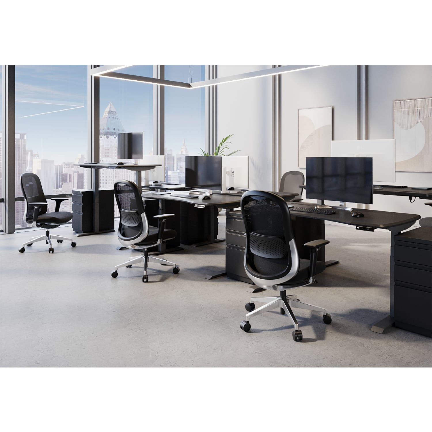 WorkPro® Uomo Ergonomic Mesh/Fabric Mid-Back Office Chair, Black/Chrome, BIFMA Compliant - Image 8