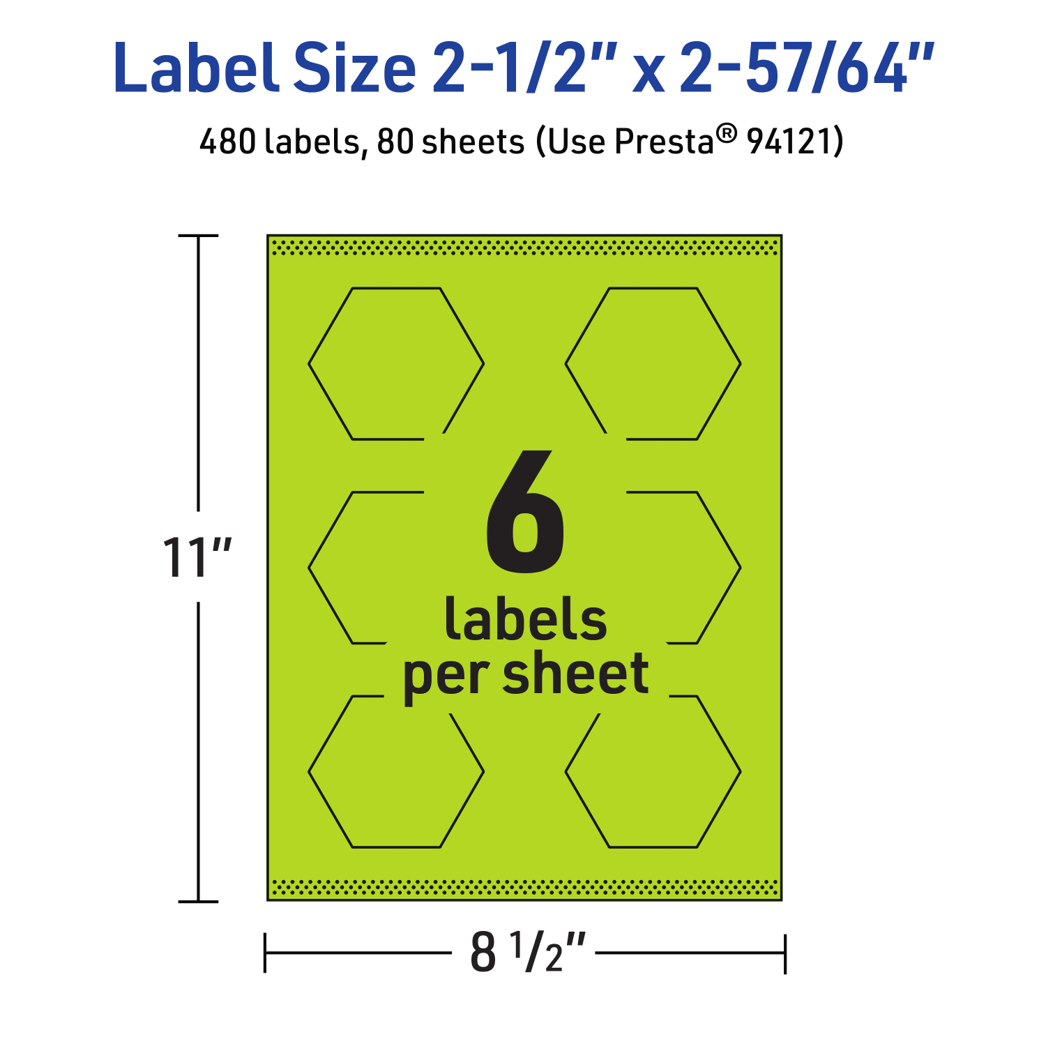 Avery Print-To-The-Edge Labels With Sure Feed Technology, 94121-BGP80, Hexagon, 2-1/2in x 2-57/64in, Matte Bright Green, Pack of 480 - Image 6