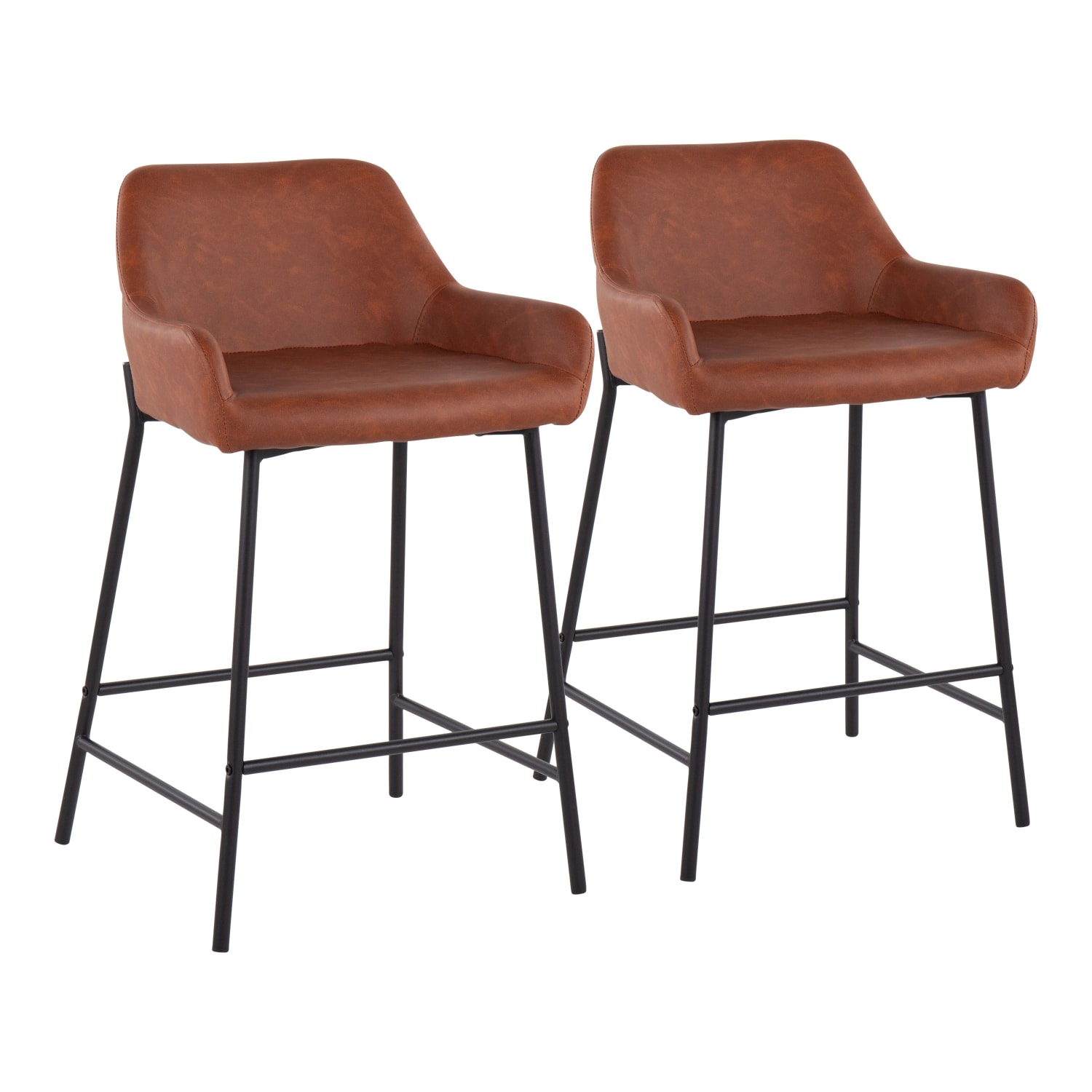 Lumisource Daniella Counter Stools, Camel/Black, Set Of 2 Stools, B24DNLA2BKPUCAM2
