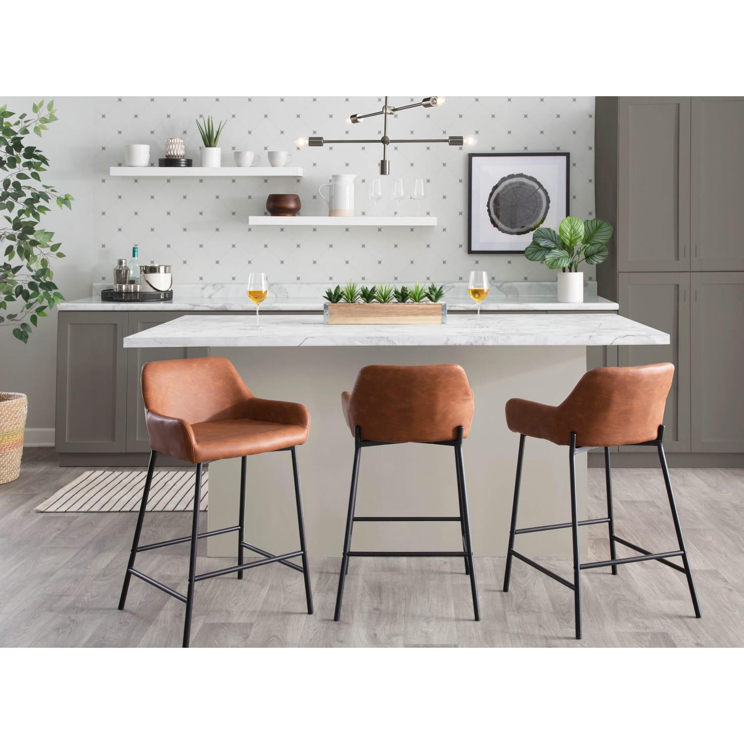 Lumisource Daniella Counter Stools CamelBlack Set Of 2 Stools B24DNLA2BKPUCAM2 PopularChairscom