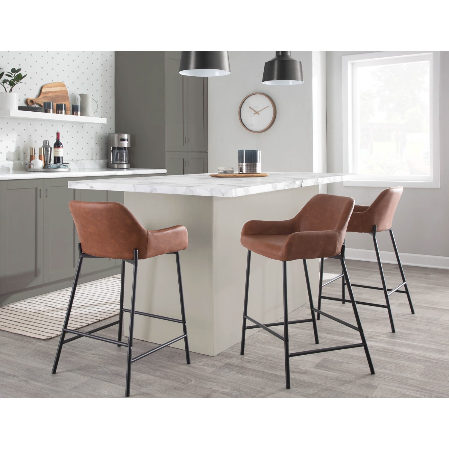 Lumisource Daniella Counter Stools CamelBlack Set Of 2 Stools B24DNLA2BKPUCAM2 PopularChairscom