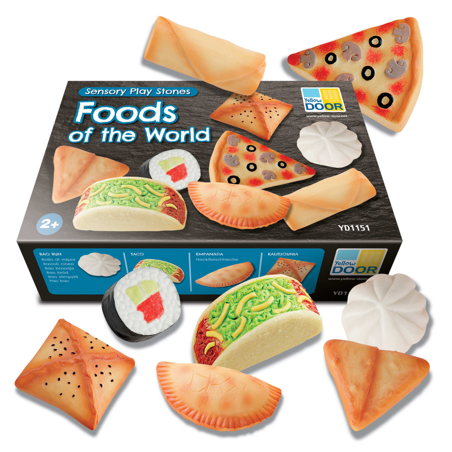 Yellow Door Sensory Play Stones, Foods of the World, Set Of 8 Stones