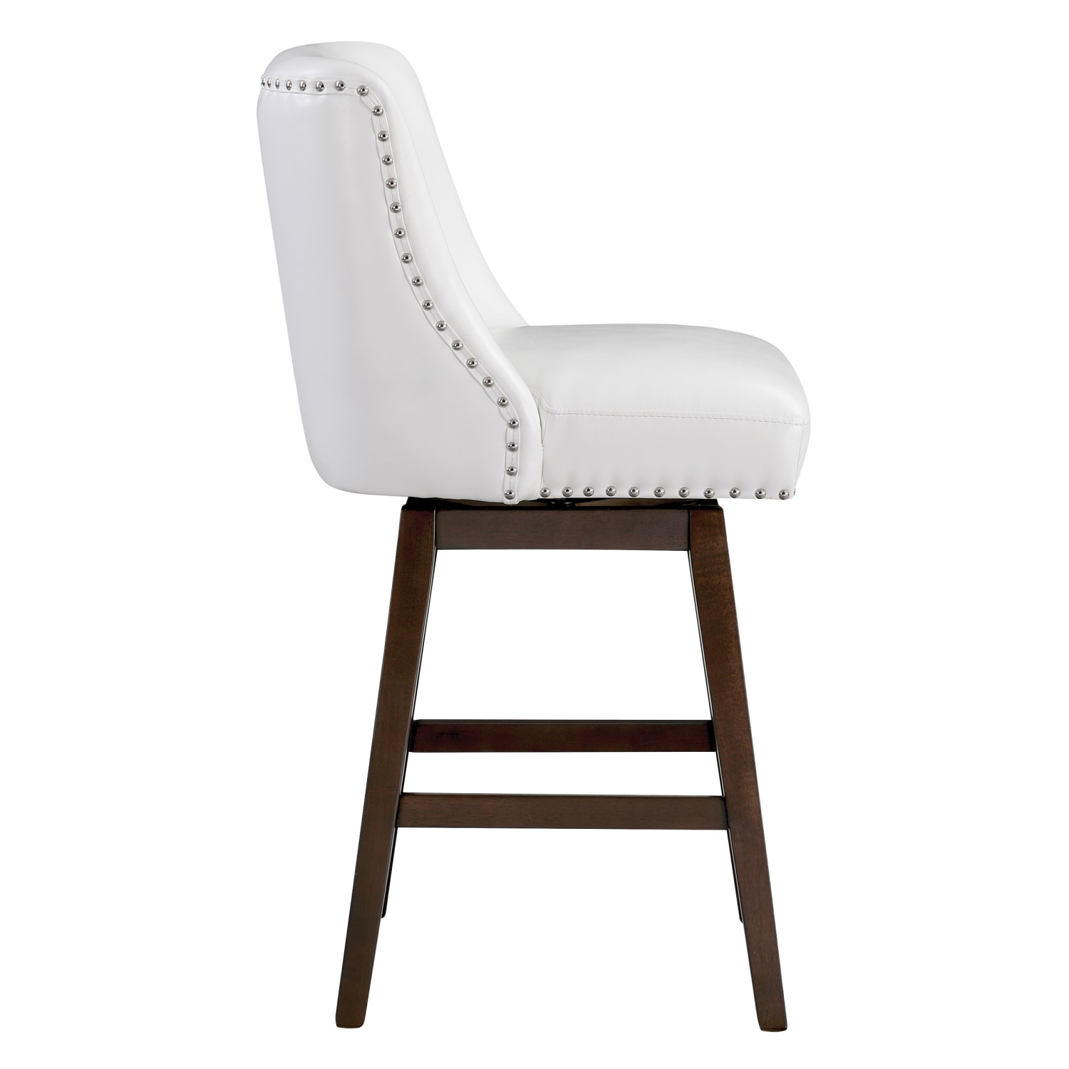 Office Star Bowden Faux Leather Swivel Counter Height Stools, White/Dark Walnut, Pack Of 2 Stools - Image 3