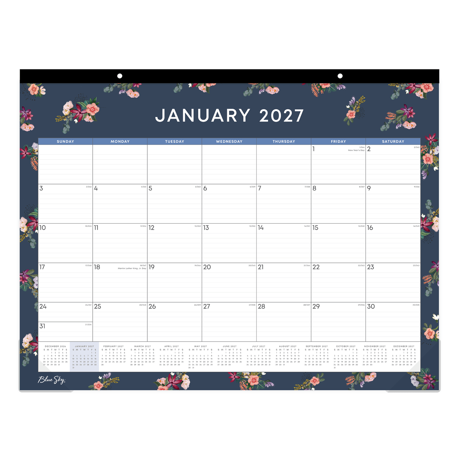 2027 Blue Sky Ashlyn Navy Monthly Desk Pad Planning Calendar, 22x17, 0%, Ashlyn Navy, Jan-Dec, RY27