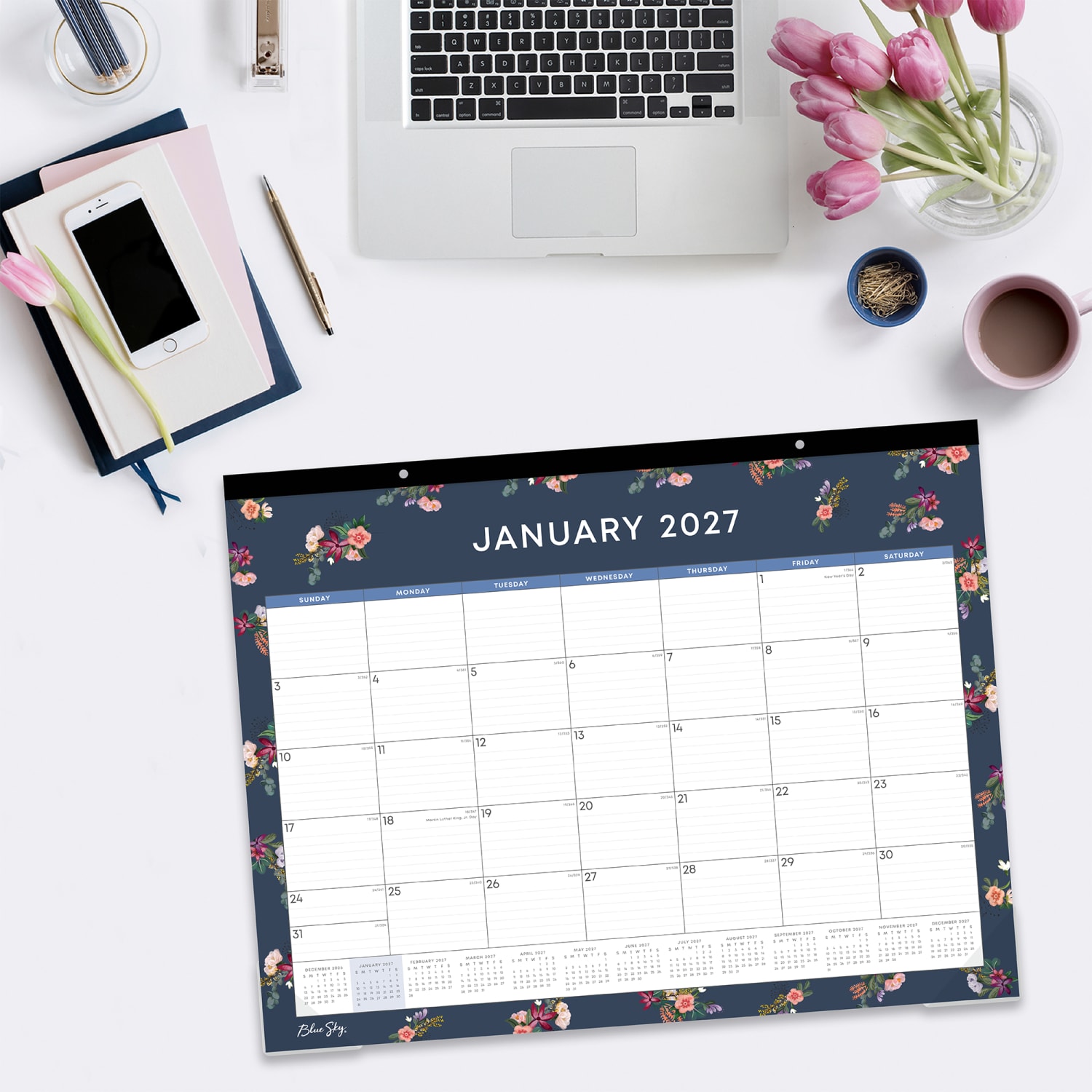 2027 Blue Sky Ashlyn Navy Monthly Desk Pad Planning Calendar, 22x17, 0%, Ashlyn Navy, Jan-Dec, RY27 - Image 4