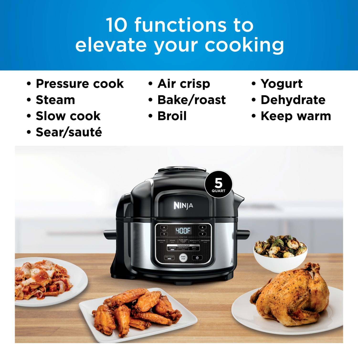 Ninja Foodi 10-in-1 5-Quart Pressure Cooker And Air Fryer, Silver/Black - Image 4