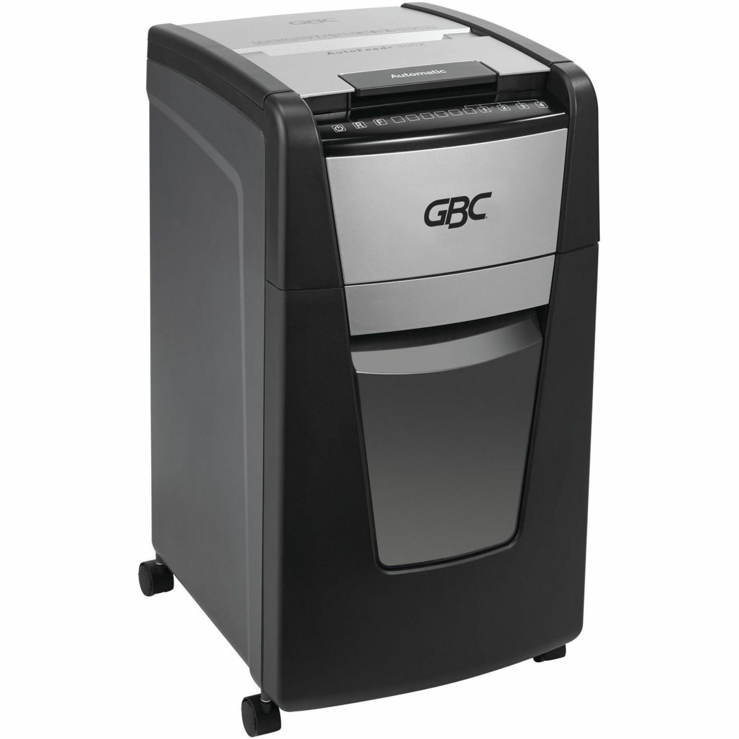 GBC AutoFeed+ Office Shredder, 300X, Super Cross-Cut, 300 Sheets - Continuous Shredder - Super Cross Cut - 10 Per Pass - for shredding Credit Card, Paper Clip, Staples, Paper - P-4 - 1 Hour Run Time - 16 gal Wastebin Capacity - Black - Image 3