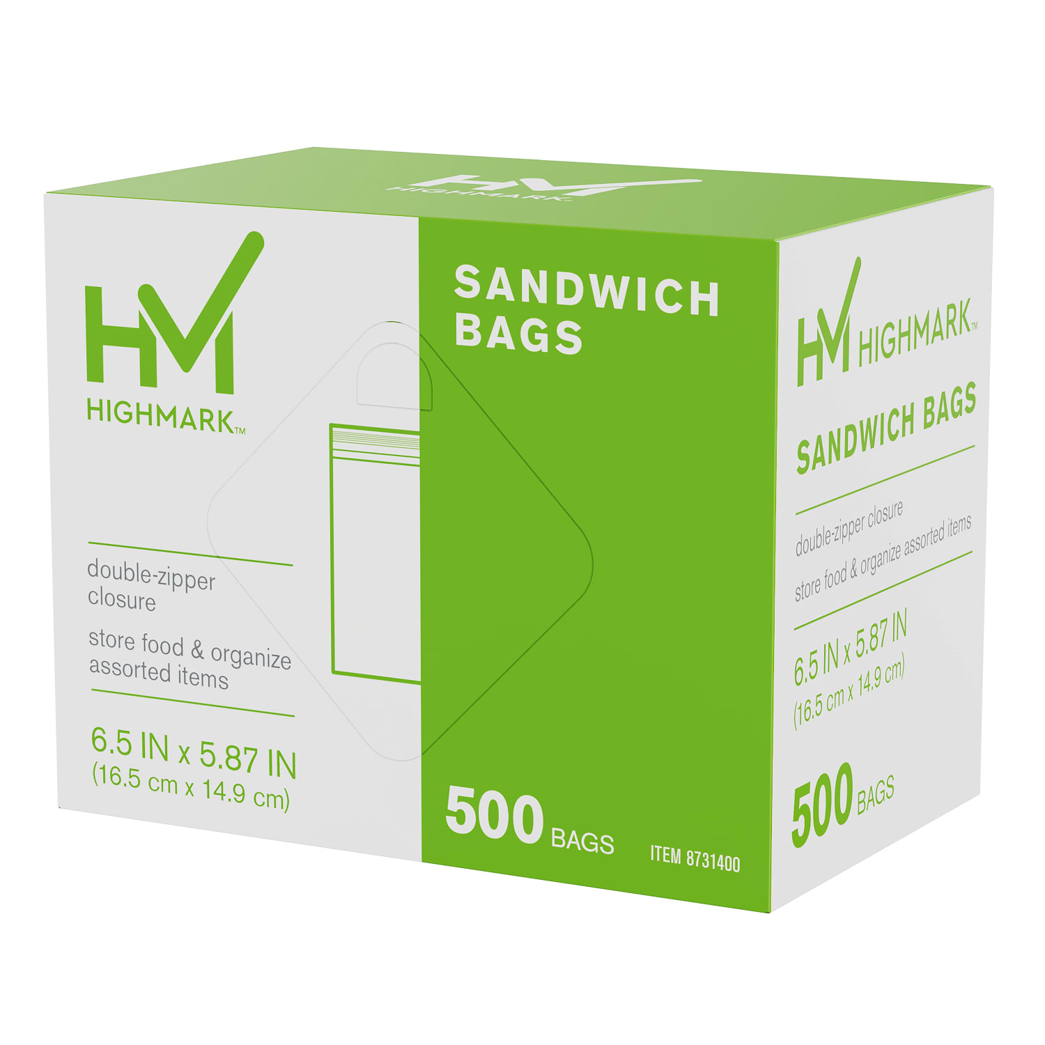 Highmark Plastic Storage Bags, Sandwich Size, Clear, Pack Of 500 Bags - Image 5