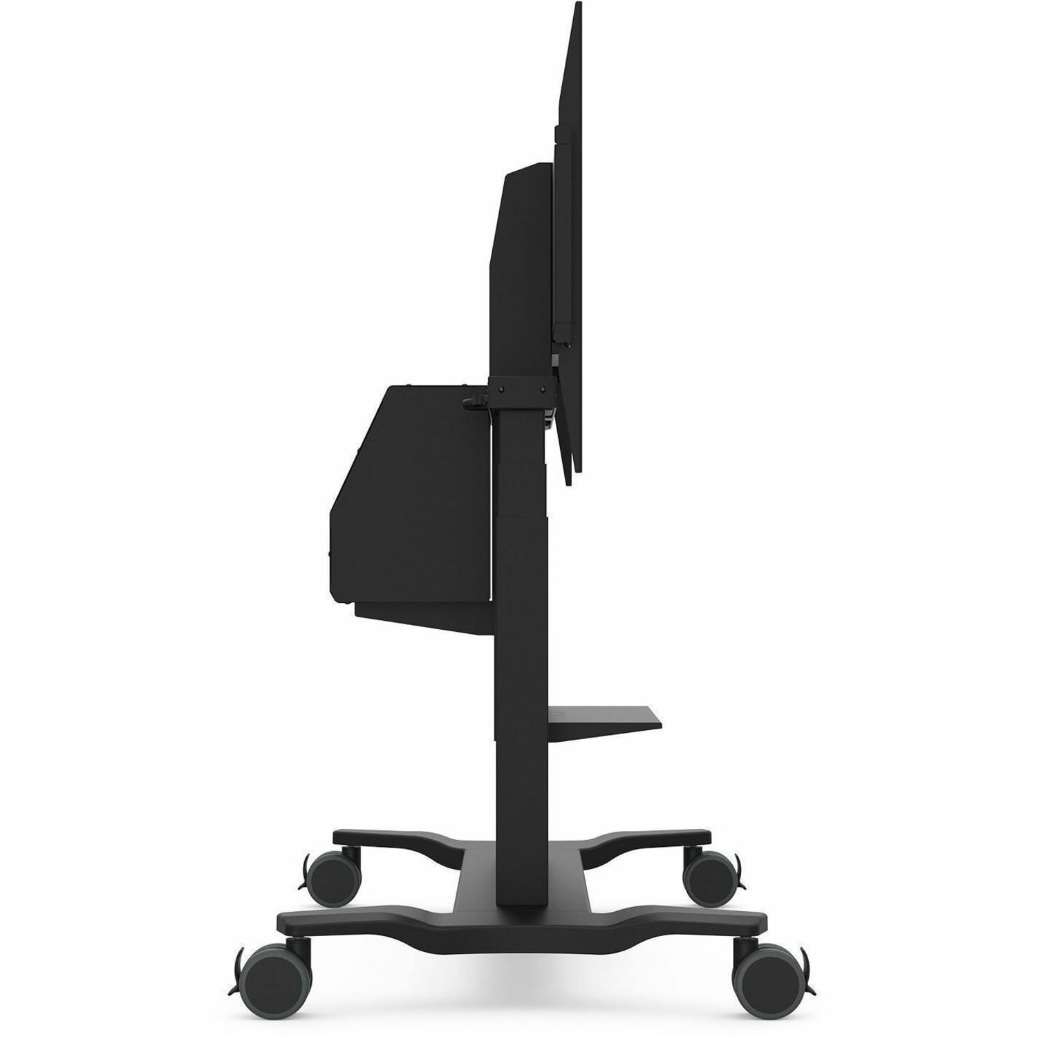 Viewsonic Electric Height-Adjustable Steel Mobile Cart With Motorized Lift For 55in to 86in Displays, 74-7/16inH x 49-1/8inW x 28-1/8inD, Black - Image 5