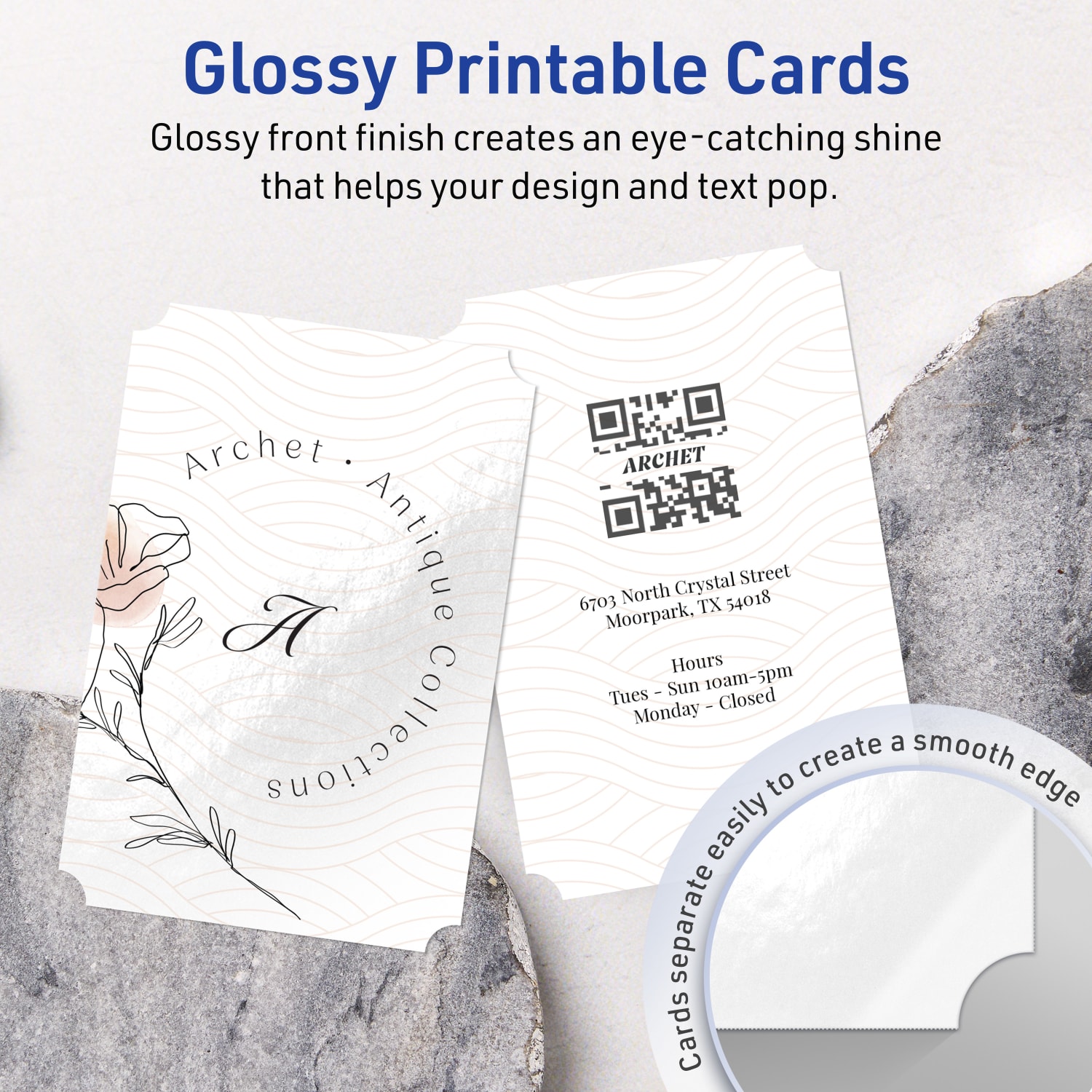 Avery Printable Postcards With Sure Feed Technology, 6in x 9in Rectangle Scalloped Edge, Glossy White, Pack Of 10 - Image 3