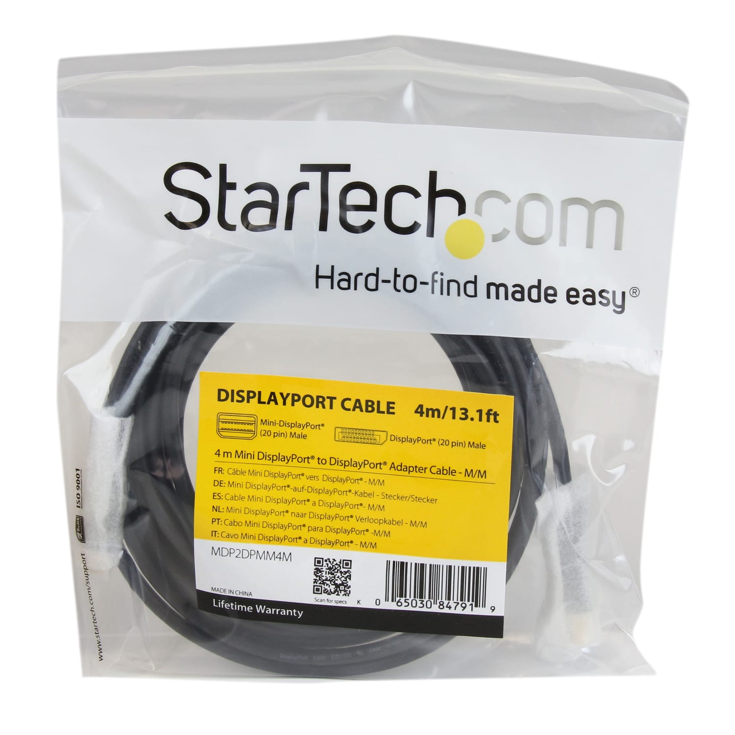 StarTech.com 4m (13ft) MiniPort toPort 1.2 Cable, 4K x 2K mDP toPort Adapter Cable, Mini DP to DP Cable - Image 5