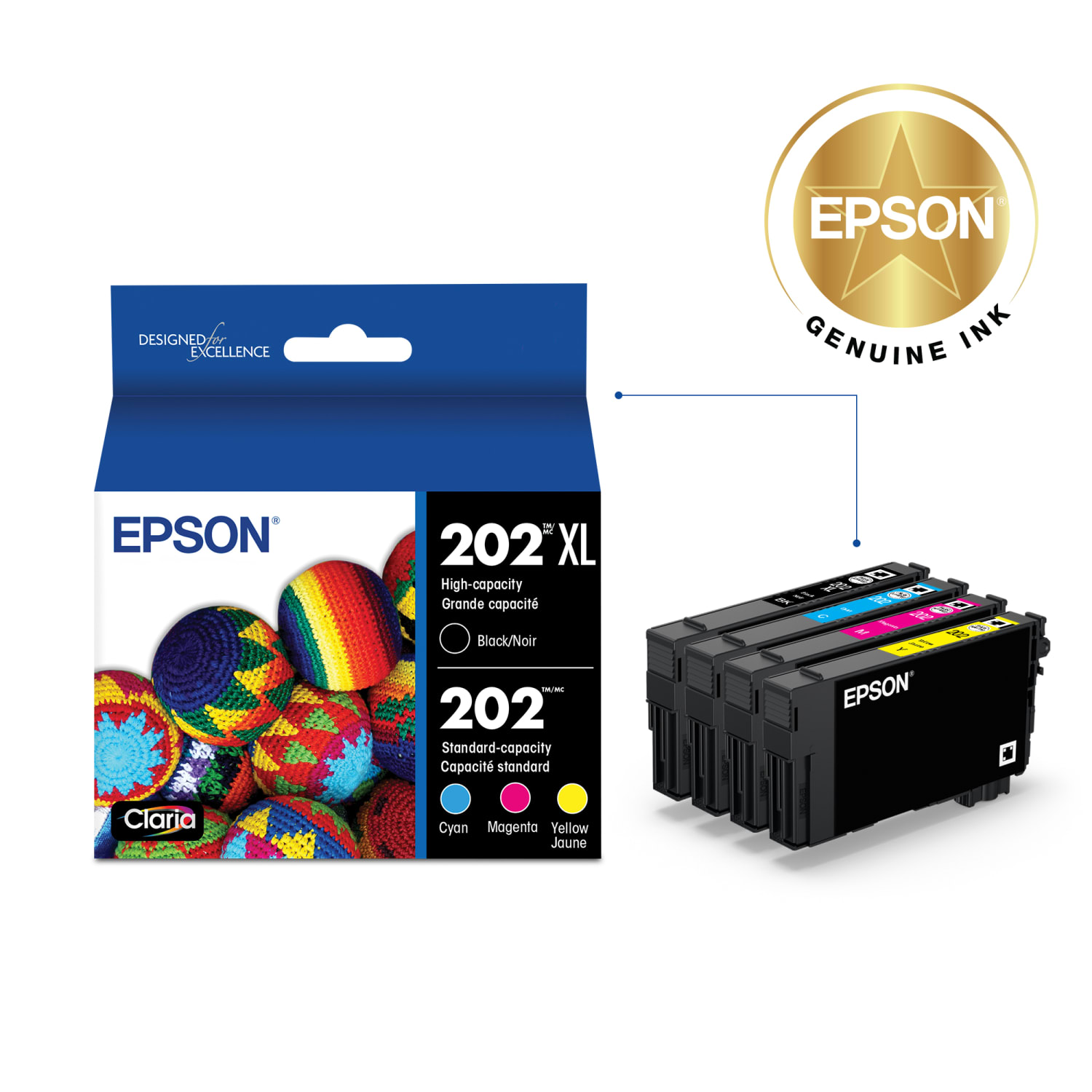 Epson 202XL Black/202 Claria Cyan; Magenta; Yellow High-Yield Ink Cartridges, Pack Of 4, T202XL-BCS - Image 3