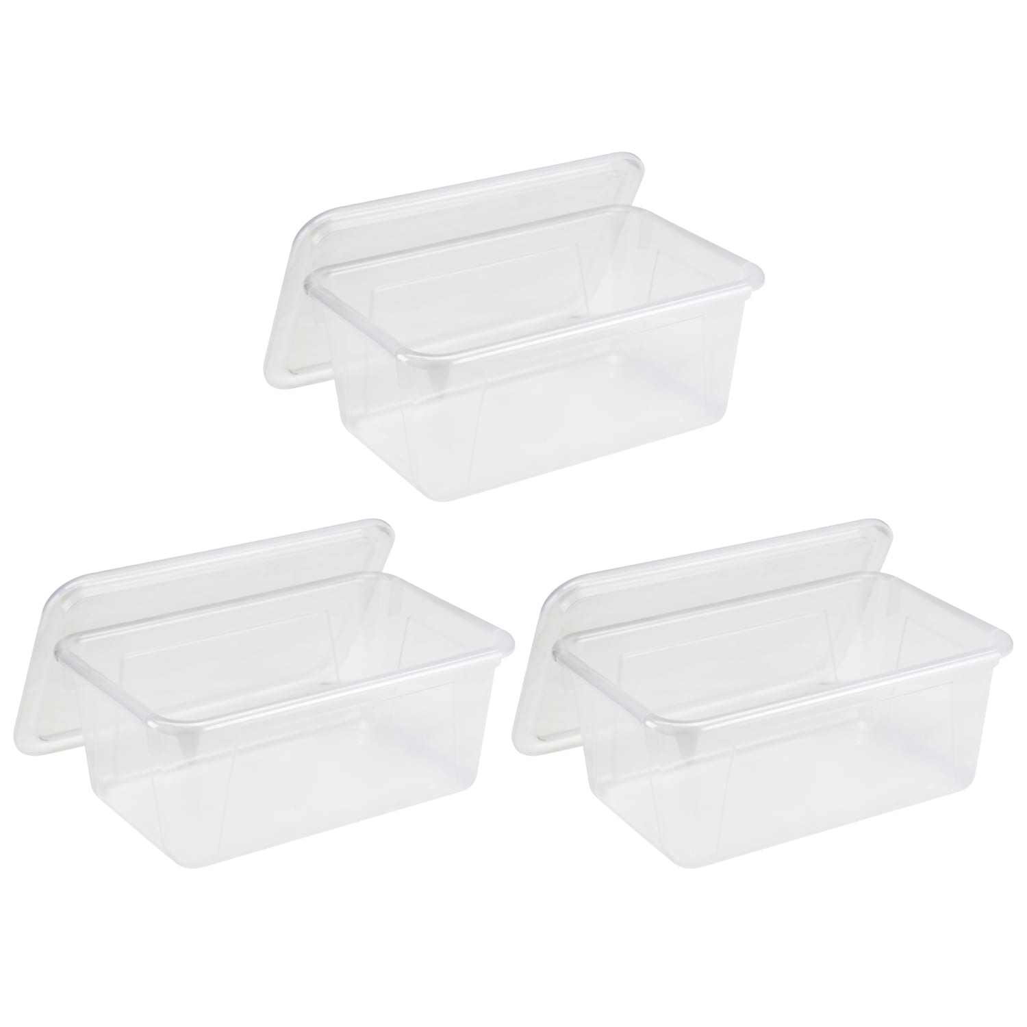 Storex Small Cubby Bins with Lids, 5-1/8inH x 7-13/16inW x 12-1/4inD, Clear, Pack Of 3 Bins