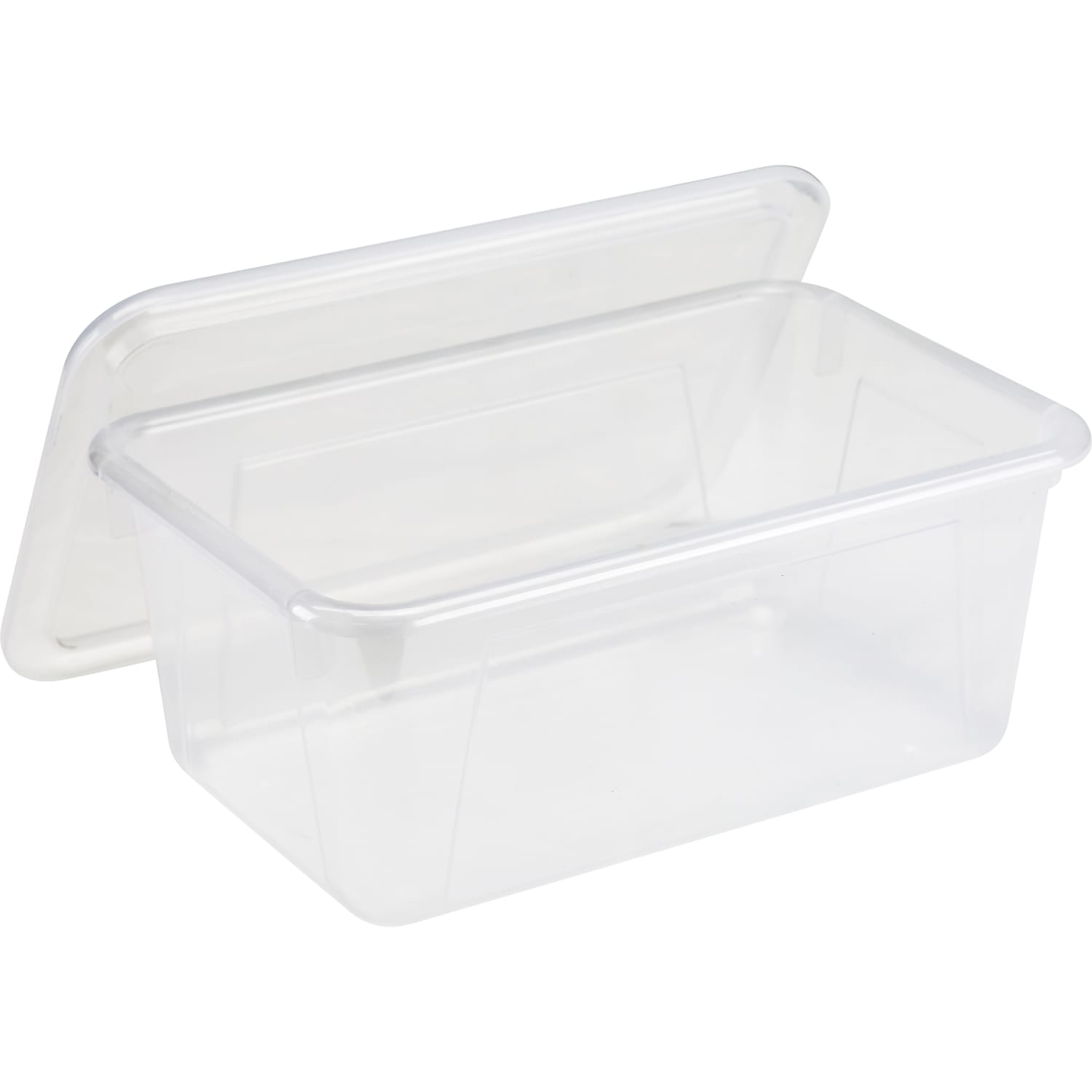 Storex Small Cubby Bins with Lids, 5-1/8inH x 7-13/16inW x 12-1/4inD, Clear, Pack Of 3 Bins - Image 3