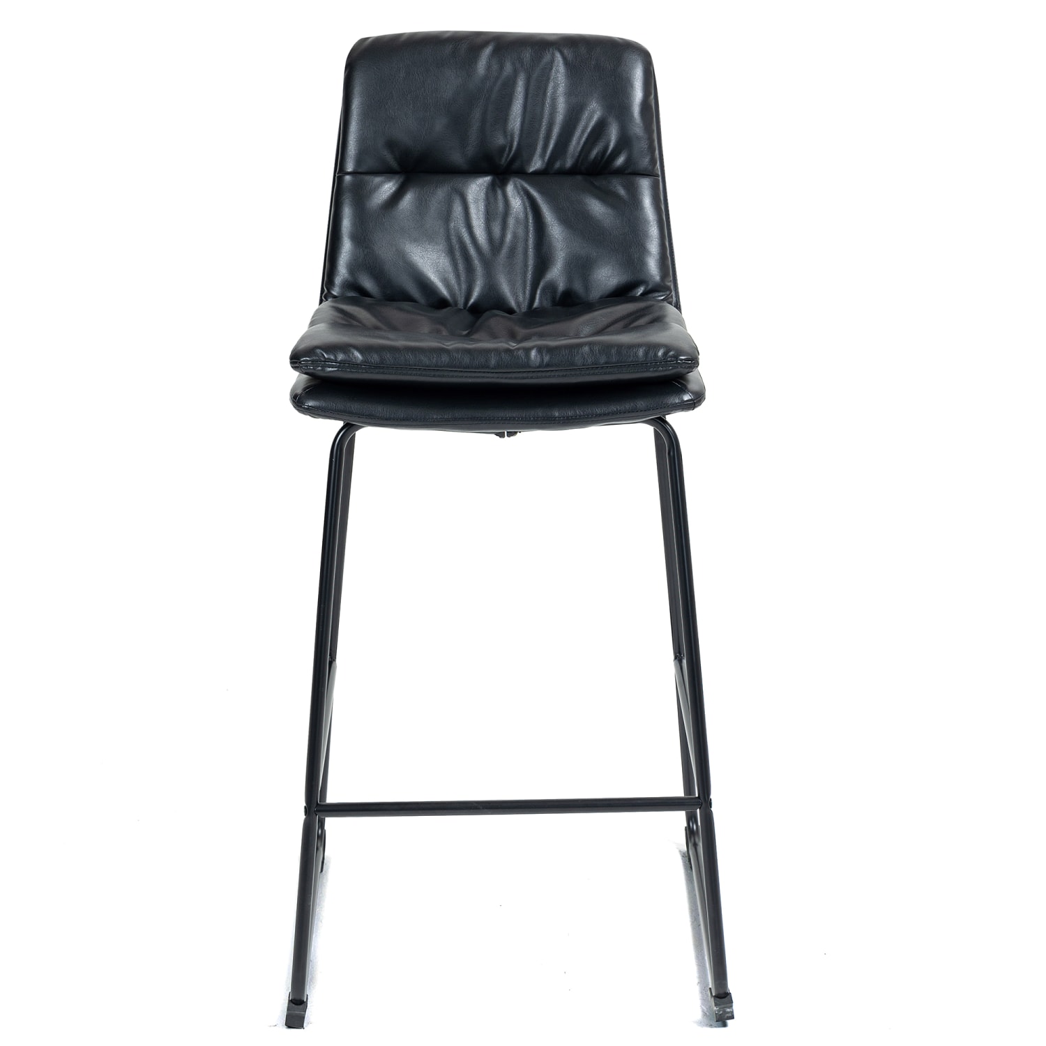 Glamour Home Bauer Faux Leather Barstools With Back, Black, Set Of 2 Barstools - Image 6