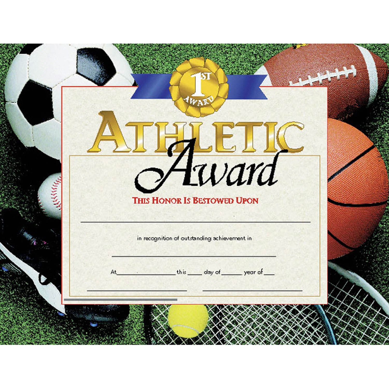 Hayes Certificates, 8-1/2in x 11in, Athletic Award, 30 Certificates Per Pack, Set Of 3 Packs - Image 3