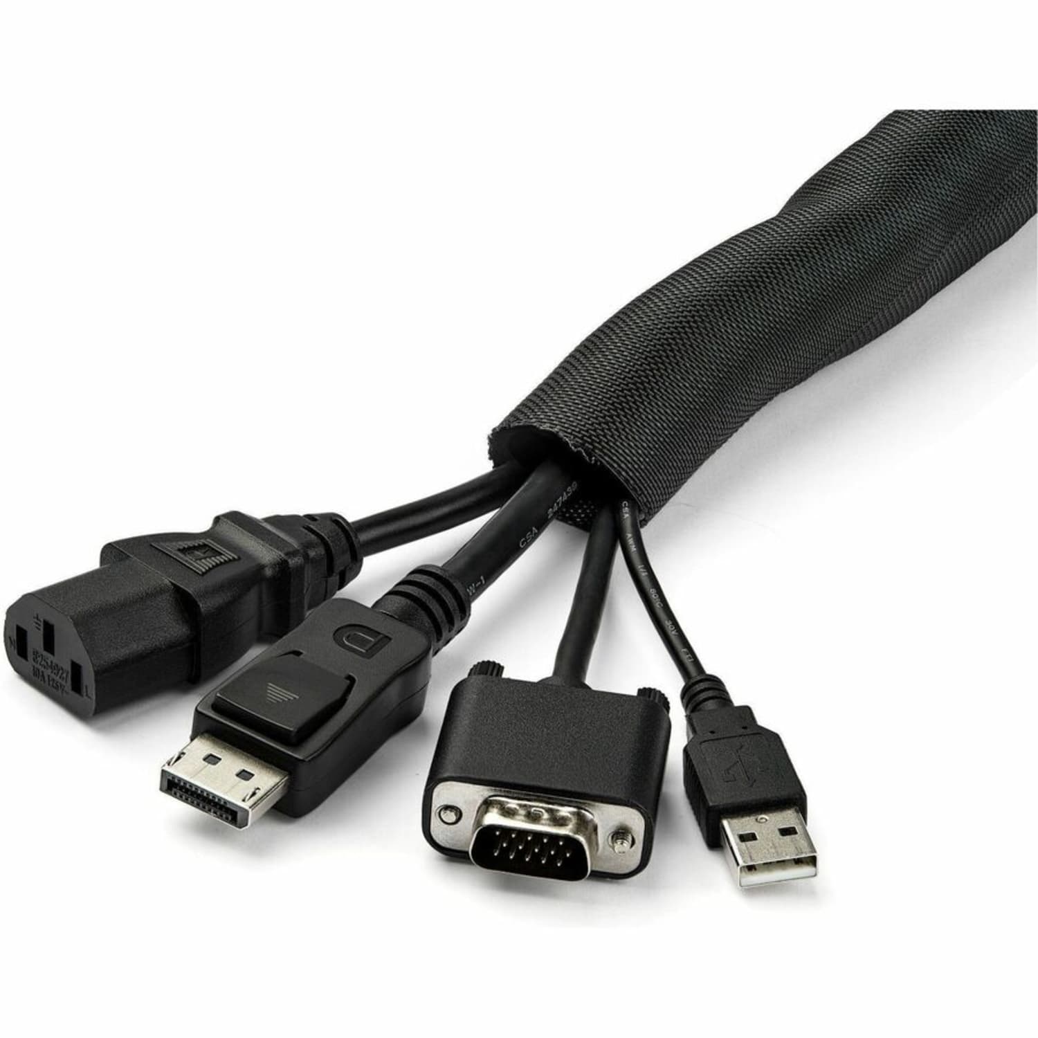 StarTech.com 15ft / 4.6 m Cable Management Sleeve - Trimmable Fabric - Cord Concealer - Wire Hider - Cord Organizer (WKSTNCM2) - Image 4