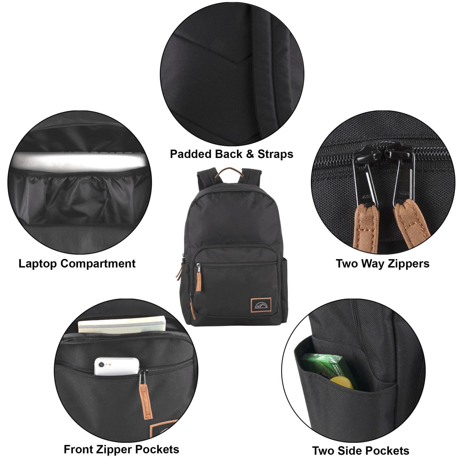 Mountain Edge Deluxe Backpacks With 17in Laptop Sleeves, Black/Gray/Navy, Total Qty 24 - Image 3