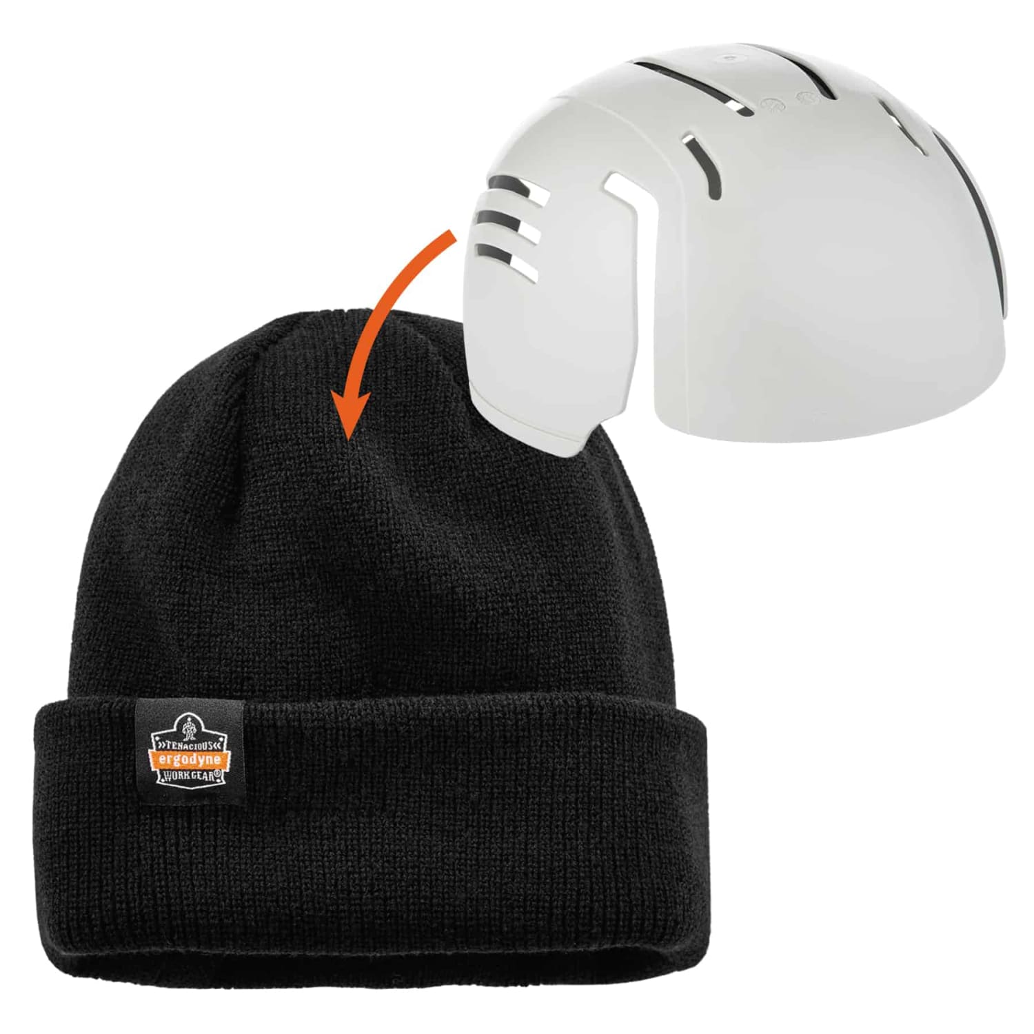 Ergodyne N-Ferno 6811ZI Zippered Rib Knit Beanie With Bump Cap, One Size, Black - Image 3