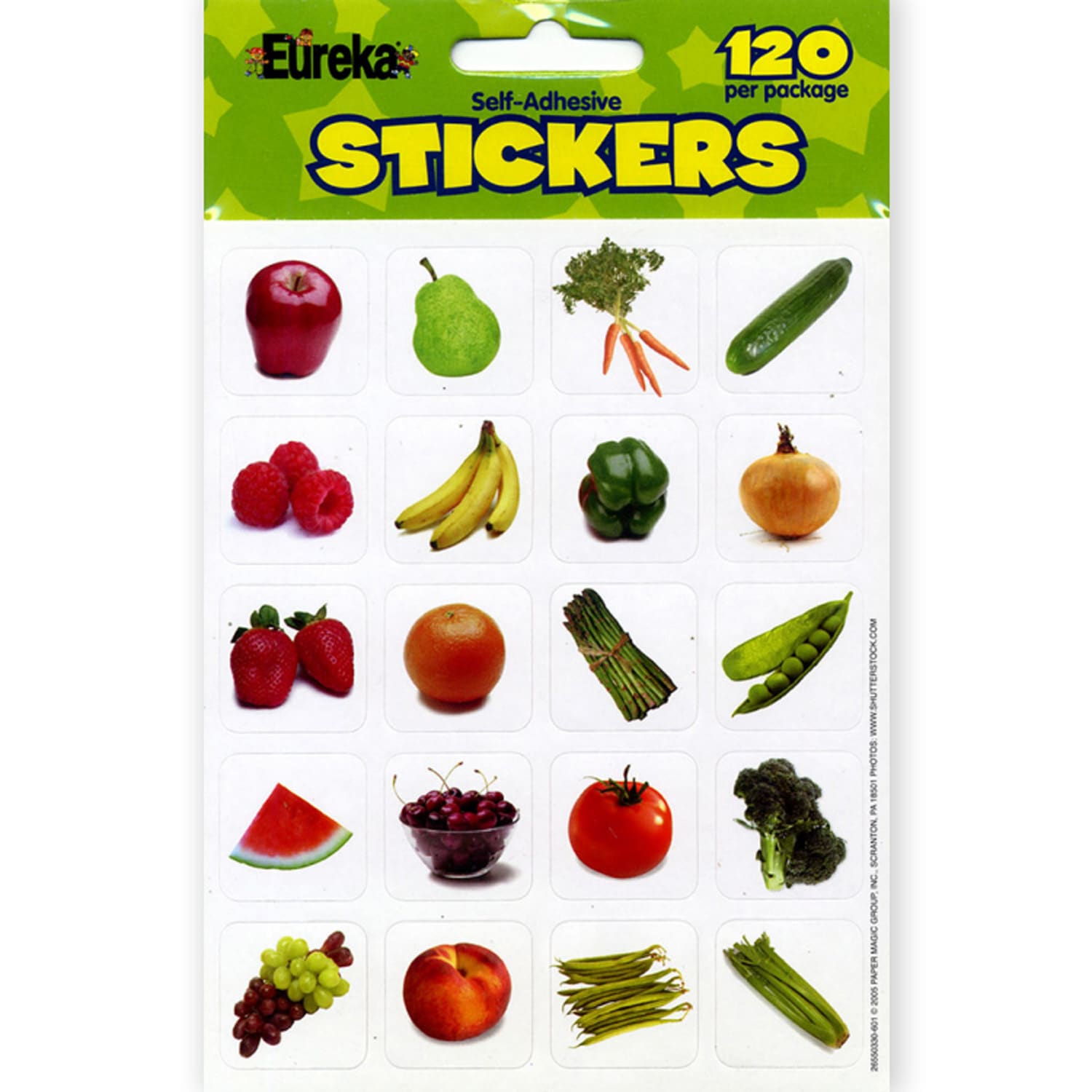Eureka Theme Stickers, Fruits & Vegetables, 120 Stickers Per Pack, Set Of 12 Packs - Image 3