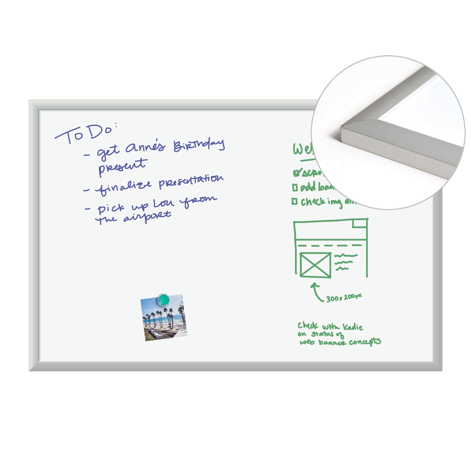 U Brands Magnetic Dry-Erase Board, 36in X 24in, Silver Aluminum Frame, Actual Size 35in X 23in (071U00-01) - Image 5