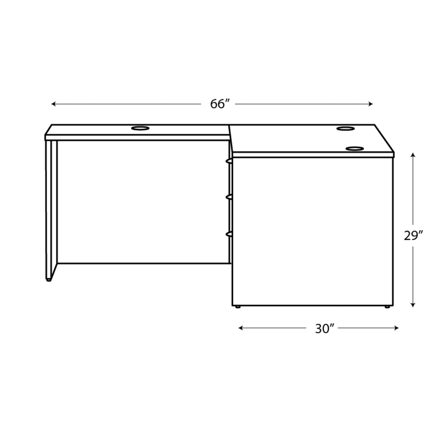 HON Mod 60inW L-Station Computer Desk With Single Pedestal, Slate Teak - Image 4