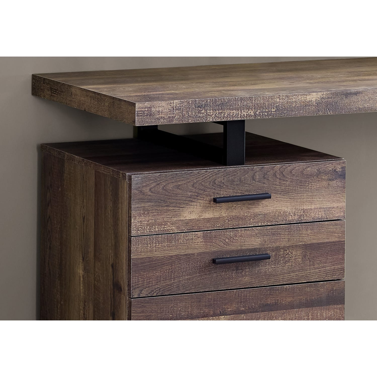 Monarch Specialties 48inW Computer Desk With 3 Drawers, Brown Woodgrain/Black - Image 4