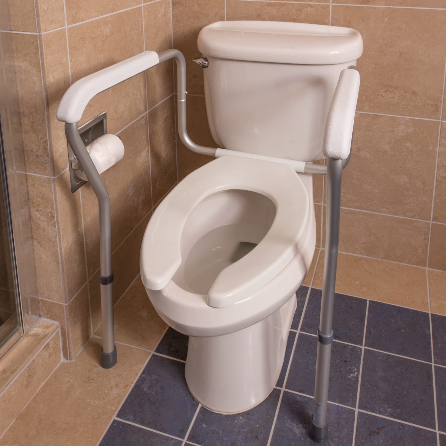 HealthSmart Adjustable Germ-Free Toilet Rails Safety Arms, 12inH x 27inW x 24inD, White - Image 3