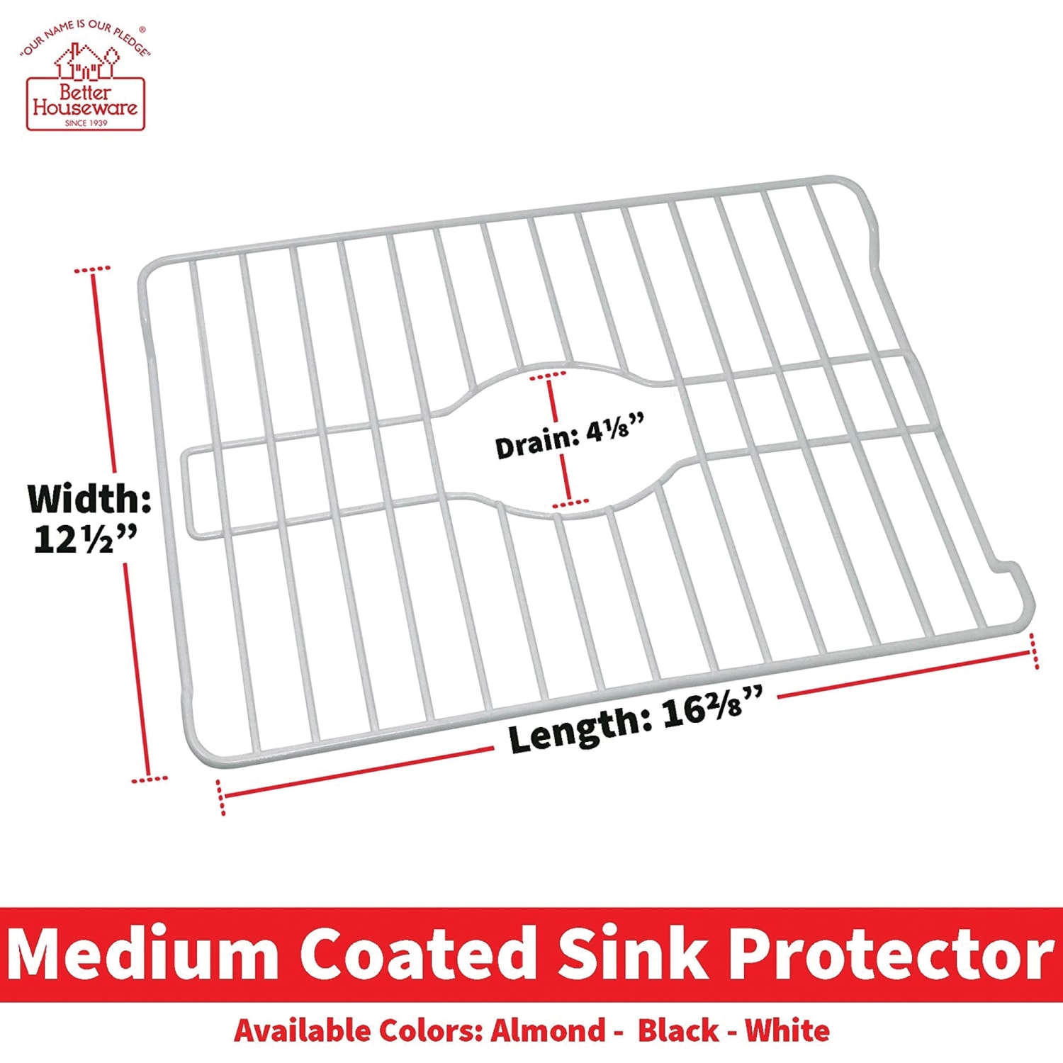 Better Houseware Medium Sink Protector, 1inH x 12-5/8inW x 16-1/4inD, White - Image 3