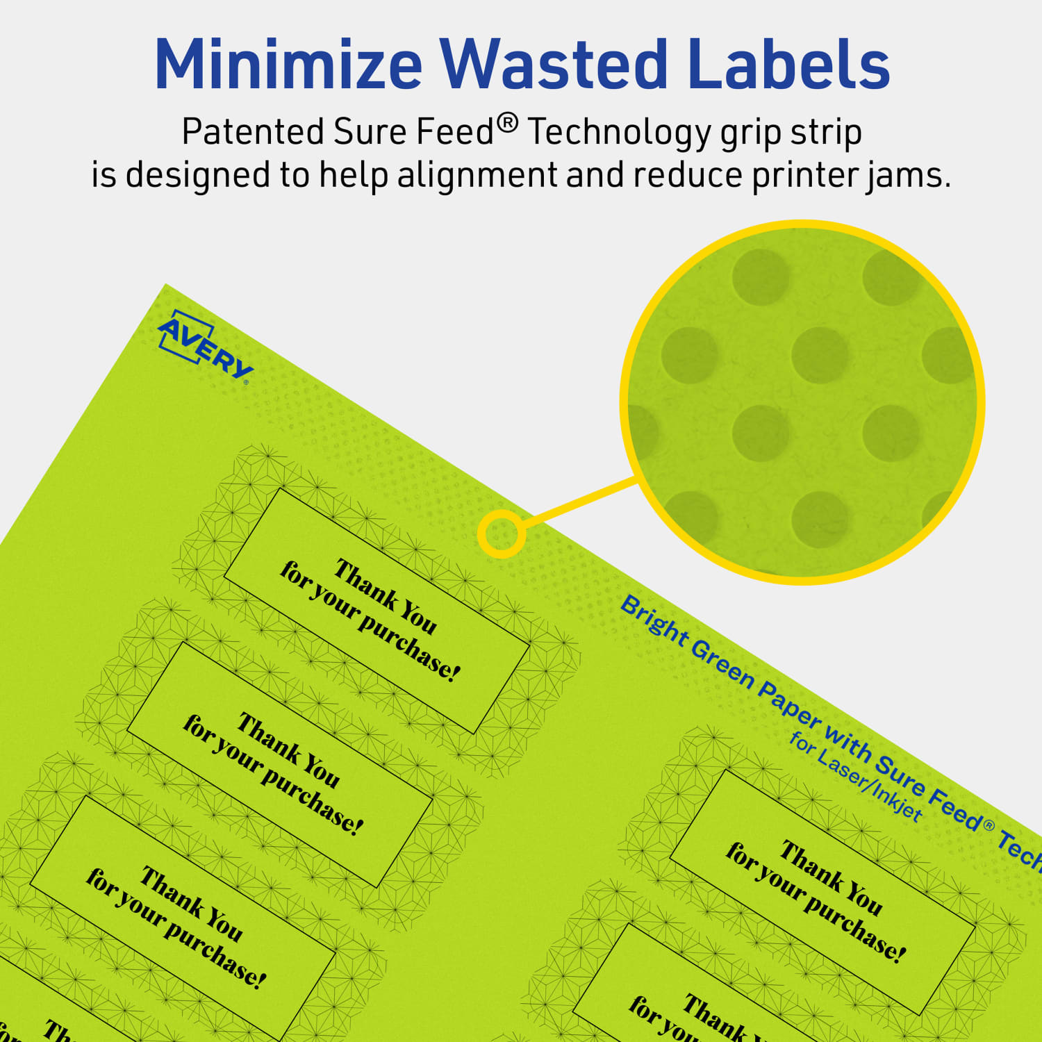 Avery Print-To-The-Edge Labels With Sure Feed Technology And Easy Peel, 94201-BGP10, Rectangle, 1in x 2-5/8in, Matte Bright Green, Pack of 160 - Image 5