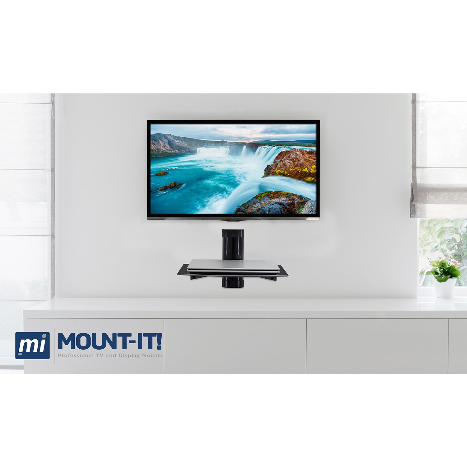 Mount-It! MI-891 Floating Glass Wall Shelf, 4.25inH x 14.25inW x 9.87inD, Black - Image 6