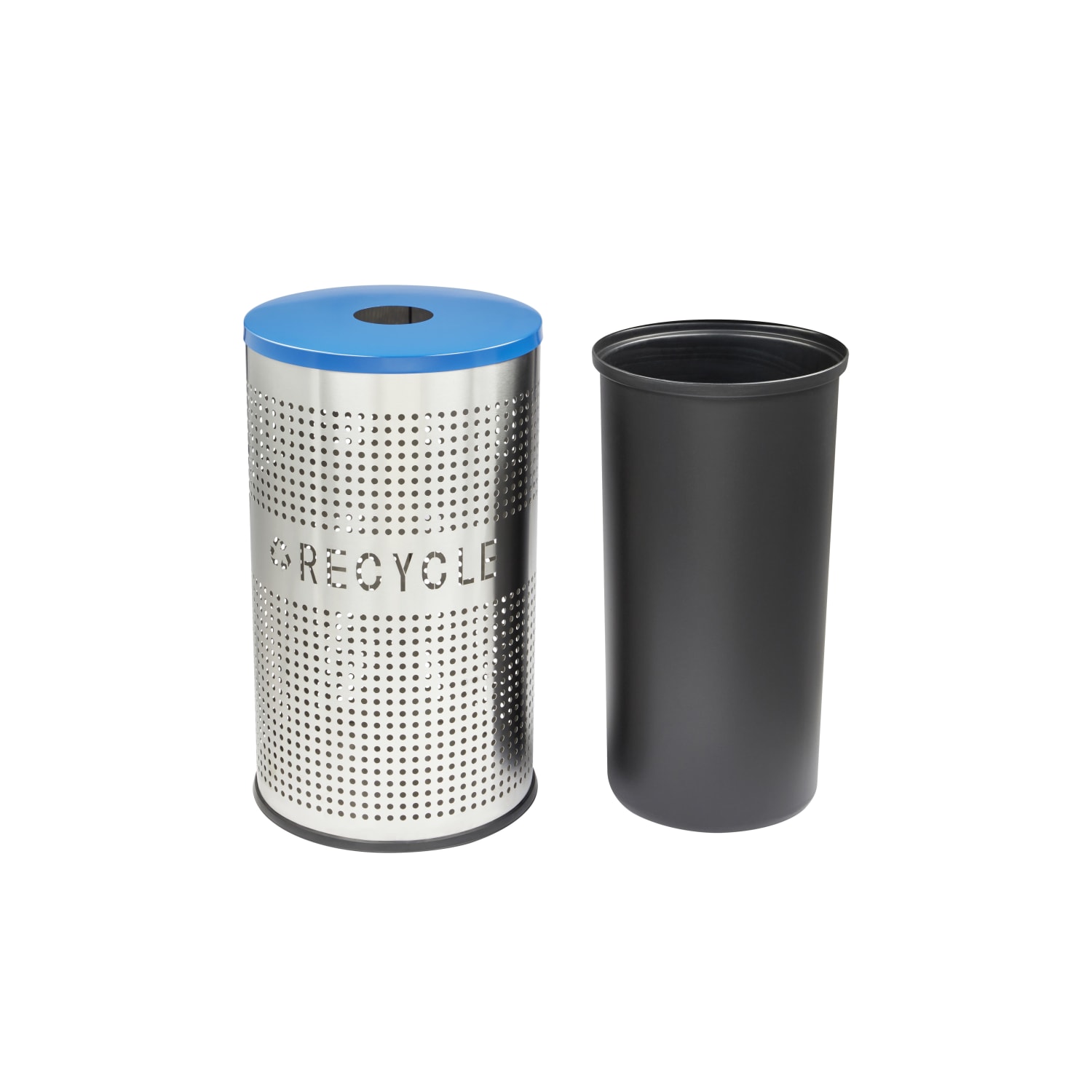 Alpine 26 Gallon Perforated Recycle Bin Trash Can with Lid and Liner, Blue - Image 5