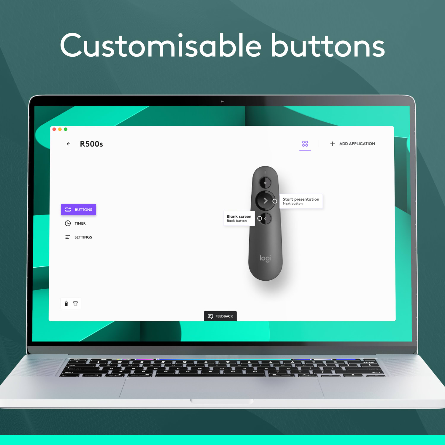 Logitech Laser Class 1 R500s Bluetooth & USB Presentation Clicker, 4-7/8inH x 1-1/2inW, Black - Image 5