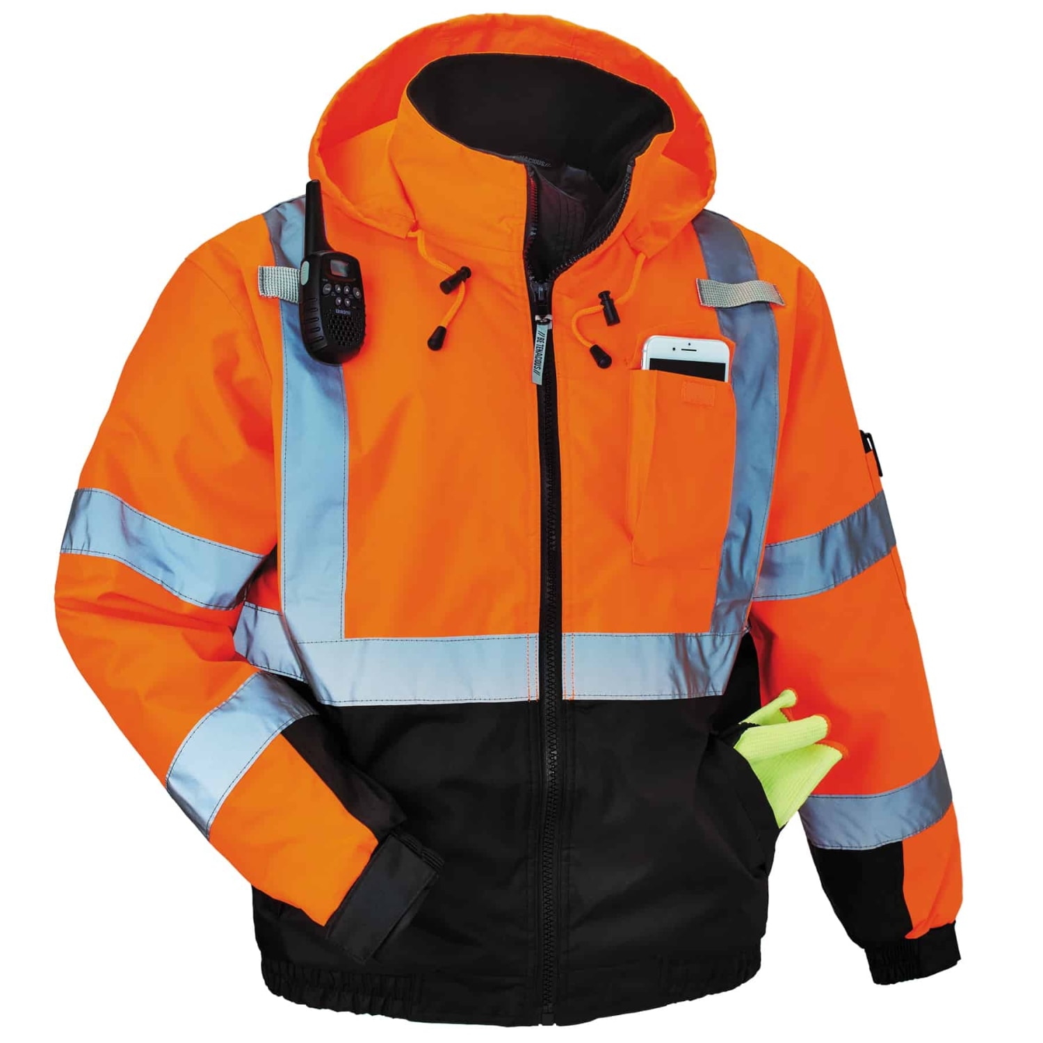 Ergodyne GloWear 8377 Type-R Class 3 Quilted Bomber Jacket, XX-Large, Orange - Image 4