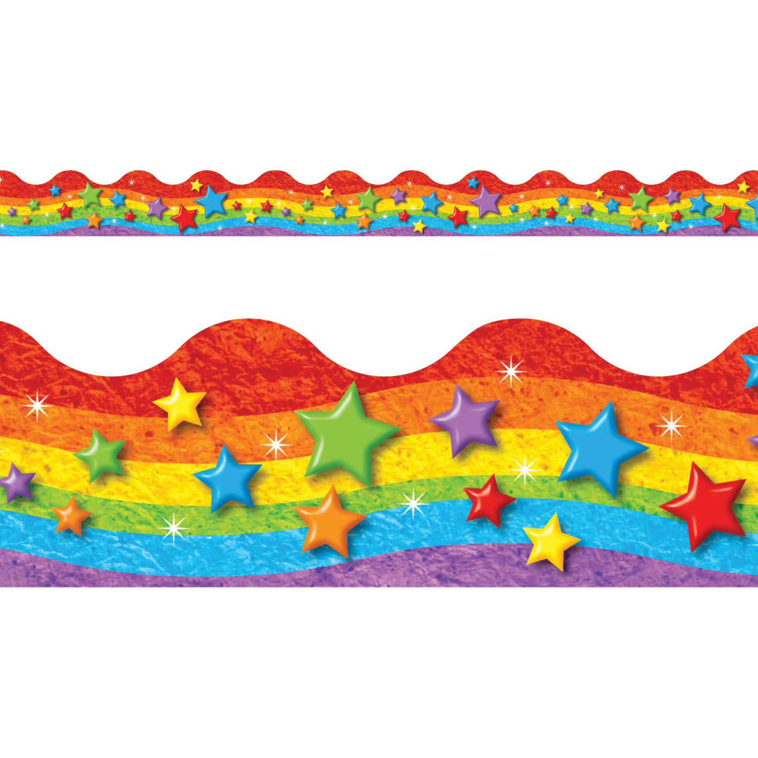 Trend Terrific Trimmers Packs, 39' x 2-1/4in, Rainbows and Stars, Set Of 6 Packs - Image 3
