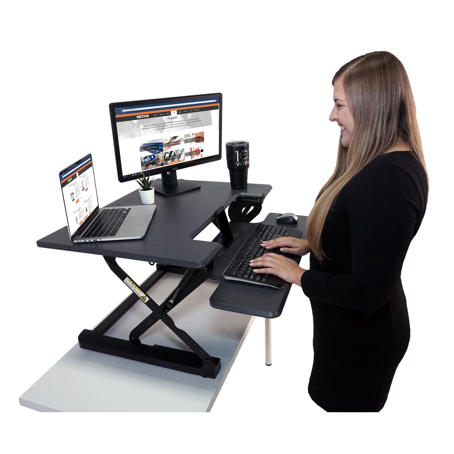 Victor High Rise DCX710 Height-Adjustable Standing Desk Riser, 31in, Gray/Black - Image 5