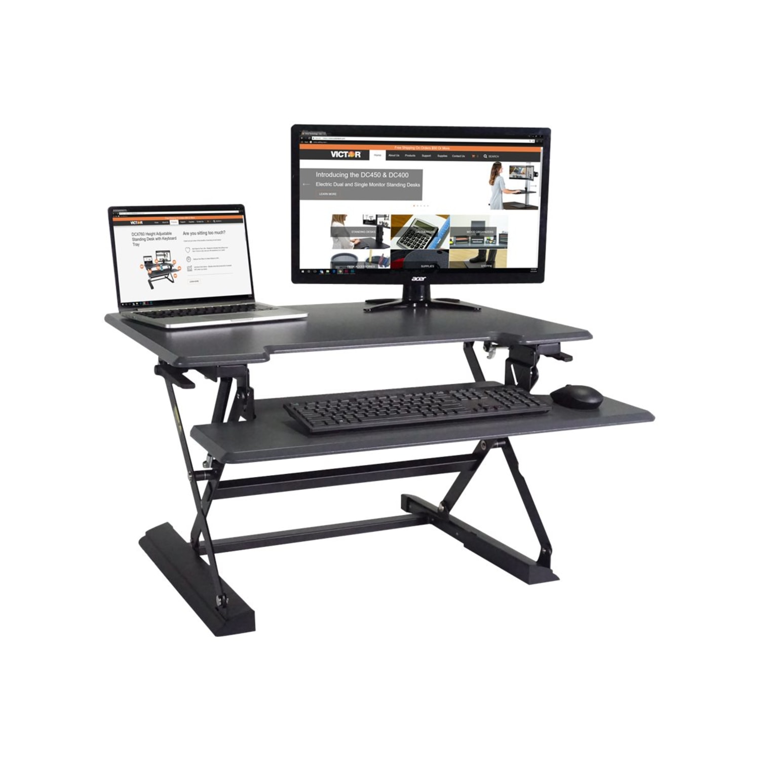 Victor High Rise DCX710 Height-Adjustable Standing Desk Riser, 31in, Gray/Black - Image 6